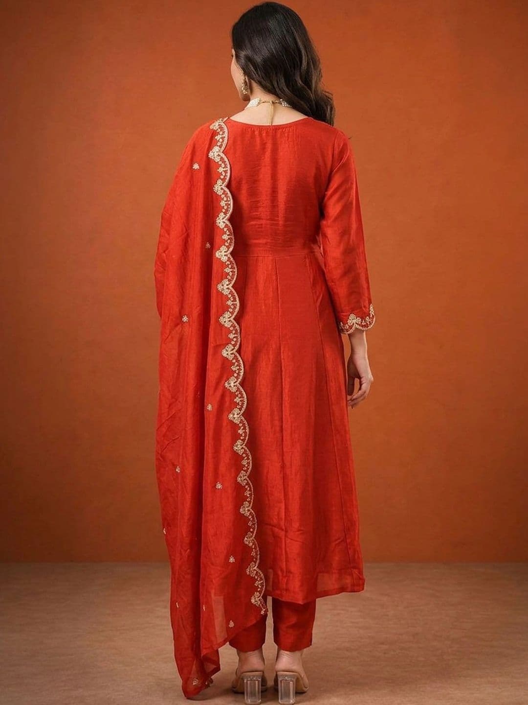 SAINOOR Women Ethnic Motifs Embroidered Empire Thread Work Kurta with Trousers & With Dupatta thumbnail 5