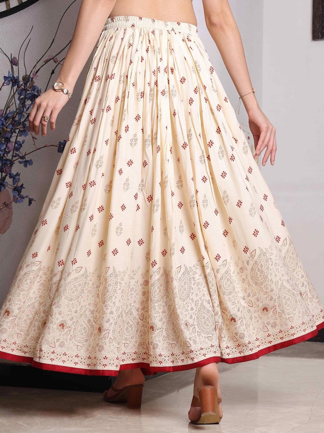 YANAMORA Women Paisley Maxi Flared Skirt thumbnail 2