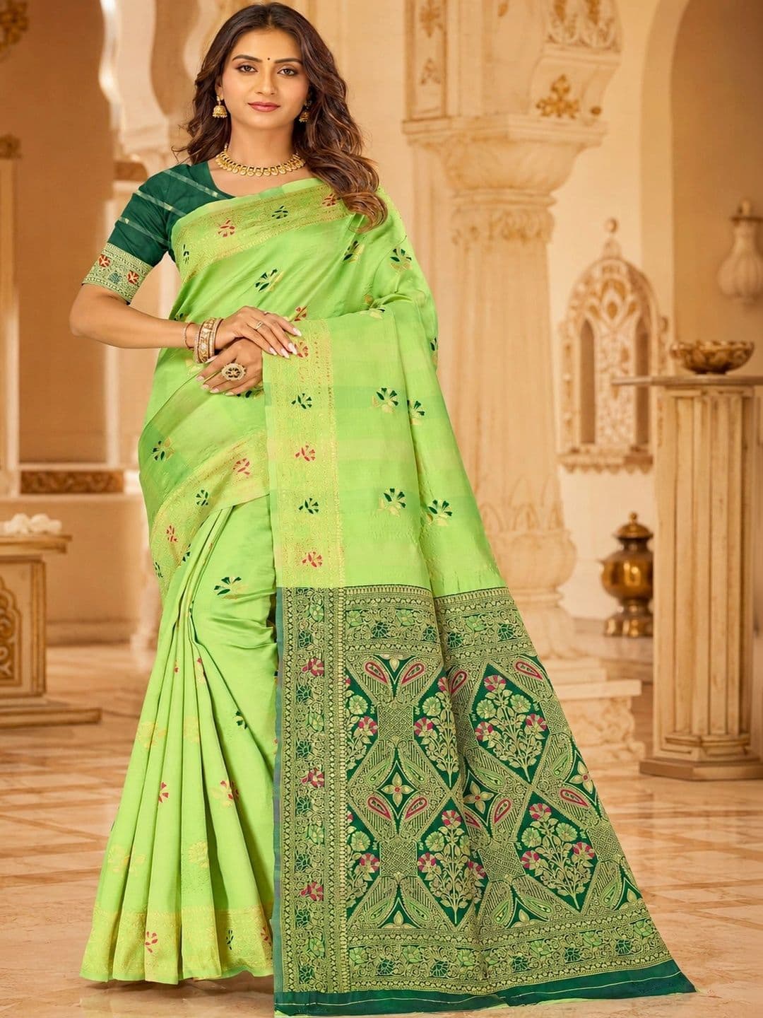 Dimaxi Vastra Woven Design Zari Silk Blend Kota Saree - view 1