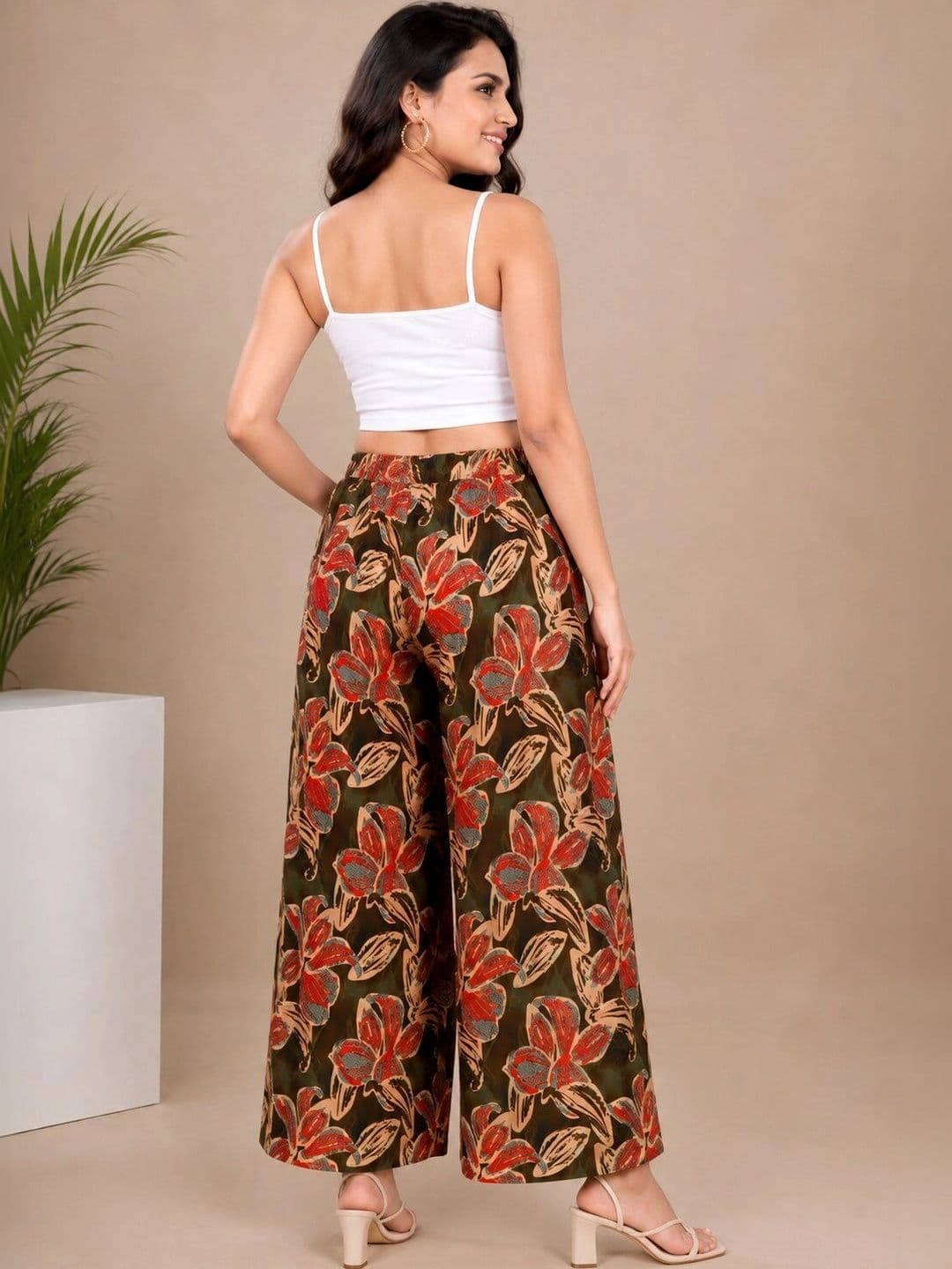 MOLIKONIC Women Floral Printed Chambray Ethnic Palazzos thumbnail 2