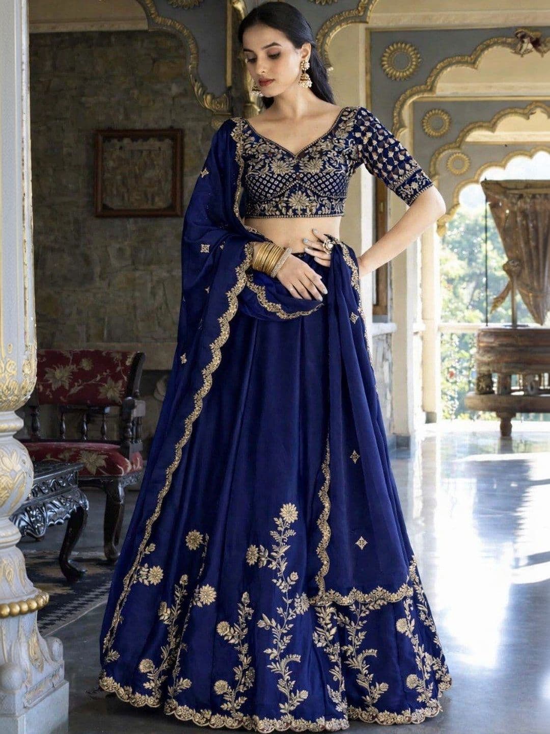 RUNAYA NX Embroidered Ready to Wear Lehenga & Unstitched Blouse With Dupatta - view 1