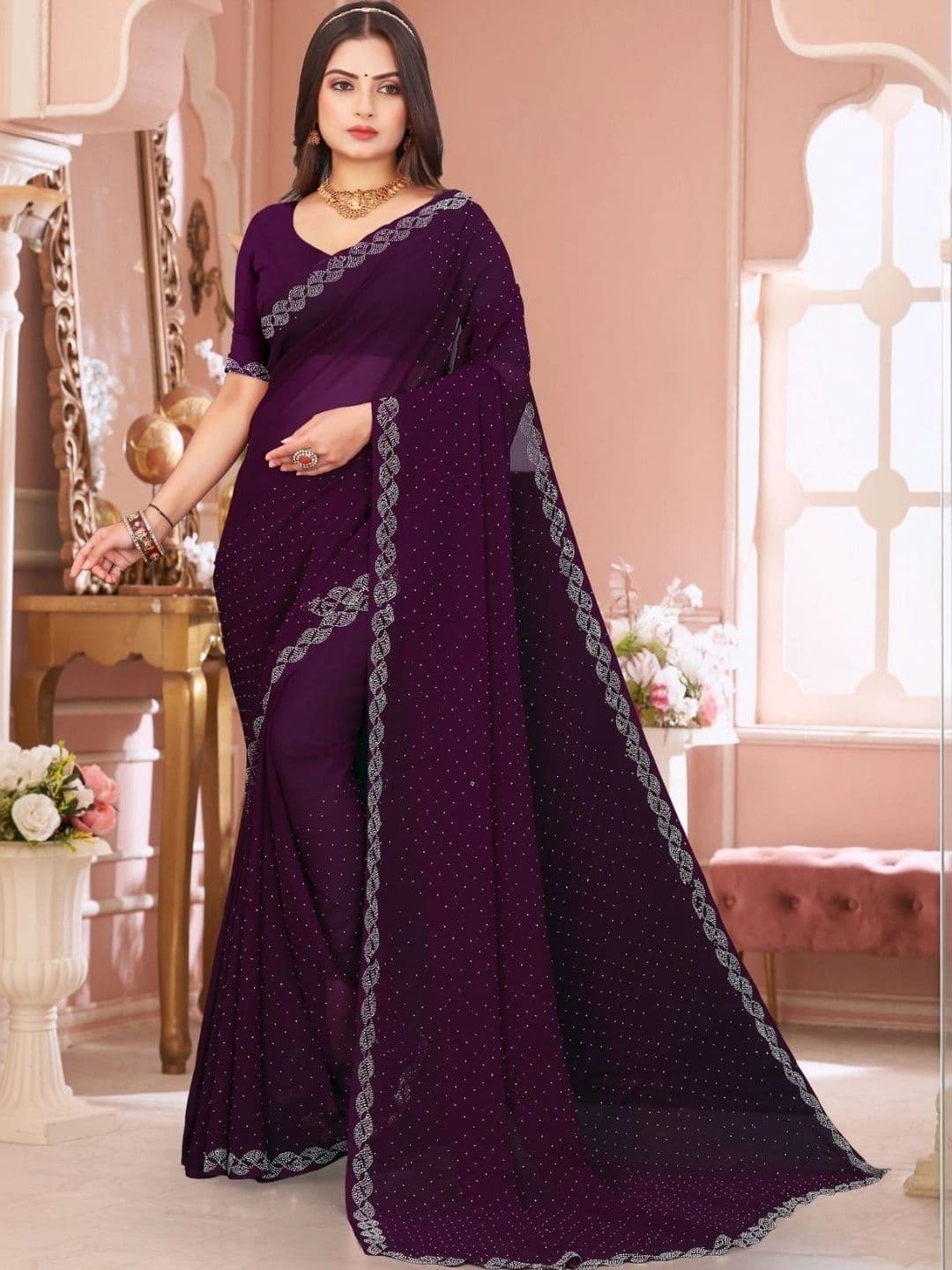 Fashion Mantra Poly Chiffon Saree - view 1