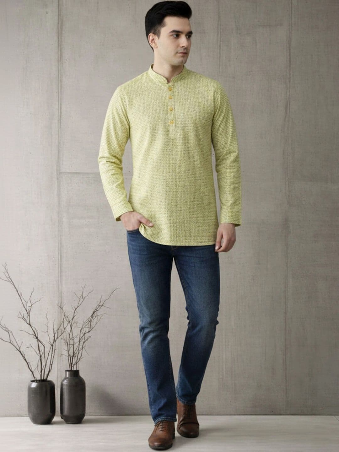 Anouk Men Checked Kurta thumbnail 3