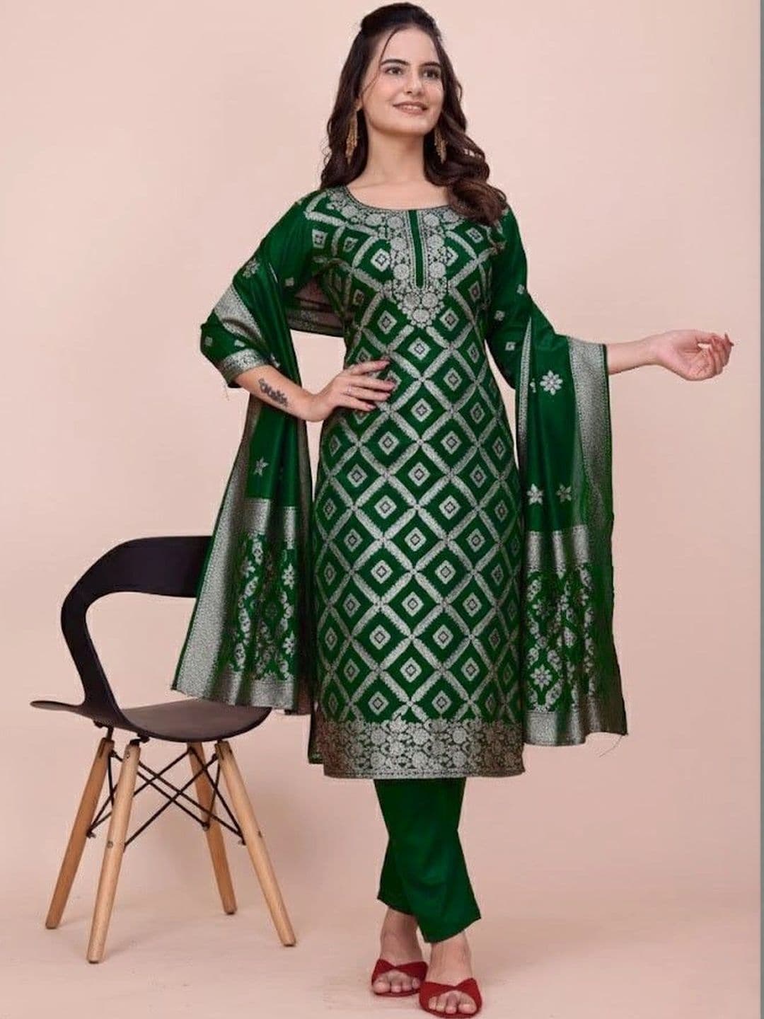 kantuba Art Silk Unstitched Dress Material - view 1
