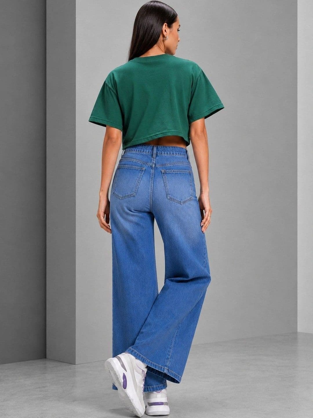DressBerry Women Comfort Wide Leg High-Rise Light Fade Stretchable Jeans thumbnail 2
