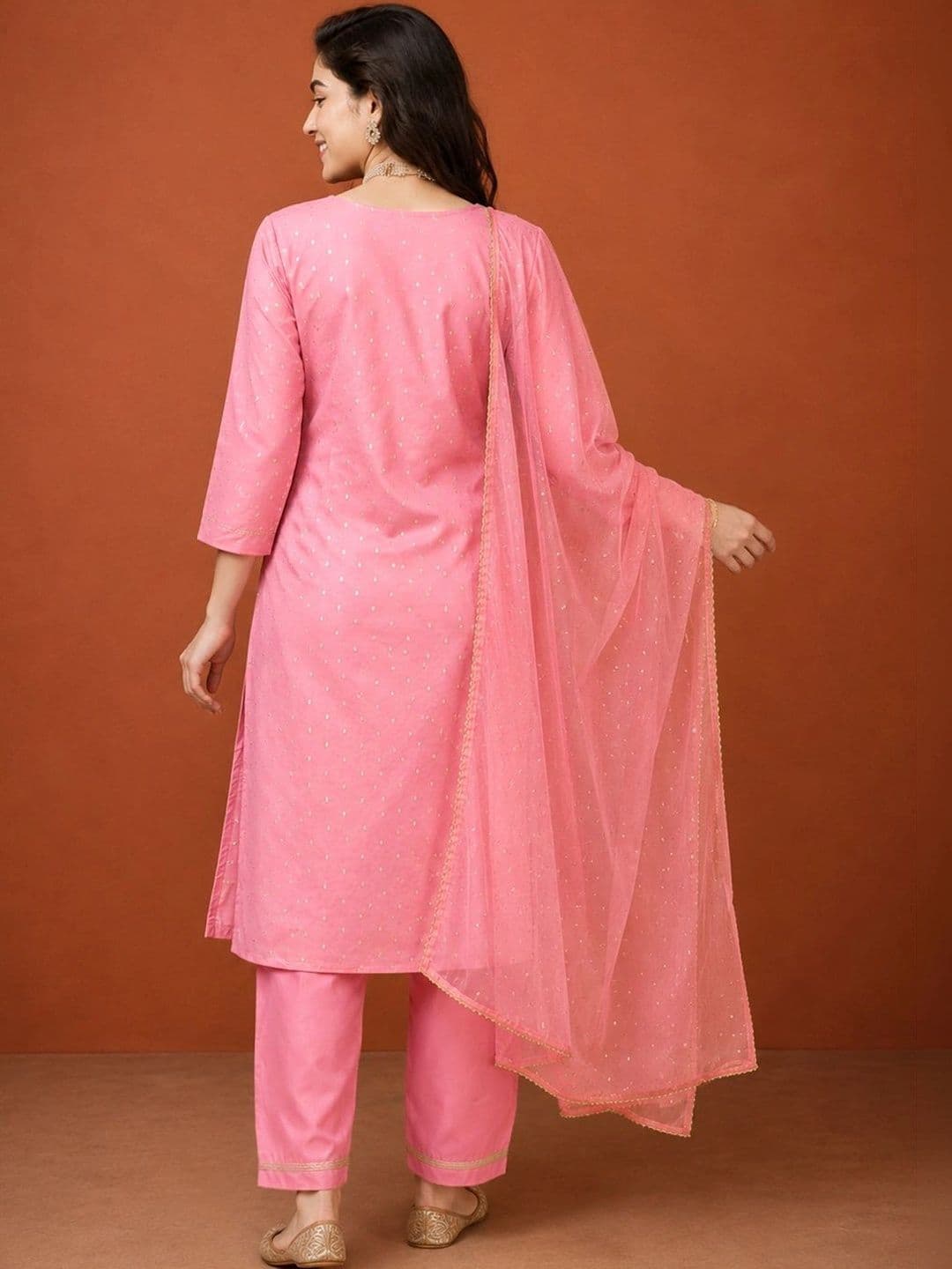 SAINOOR Women Ethnic Motifs Embroidered Regular Thread Work Kurta with Trousers & With Dupatta thumbnail 3