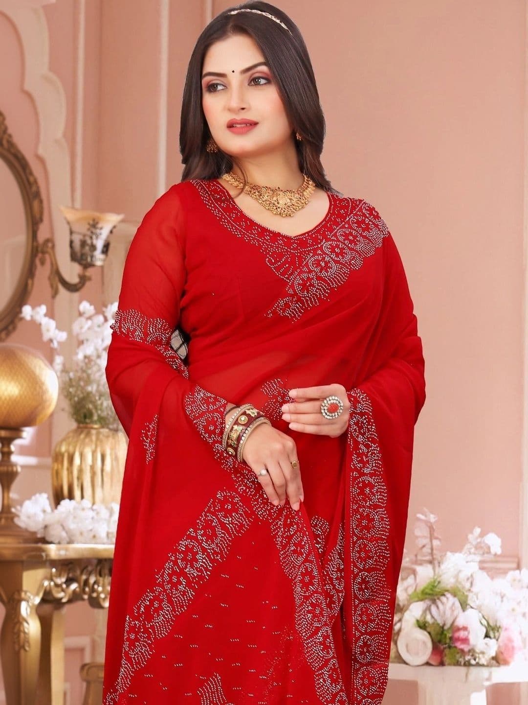 Textile Mantra Embellished Poly Chiffon Saree thumbnail 4