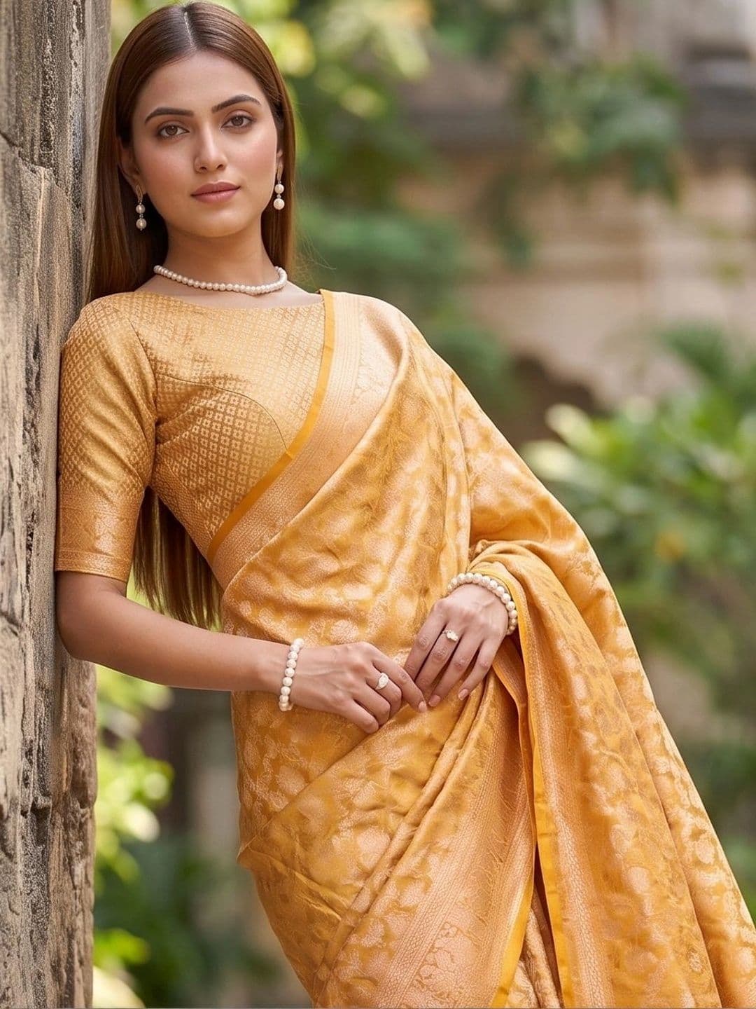 SOURAGYA Woven Design Zari Silk Blend Banarasi Saree thumbnail 2