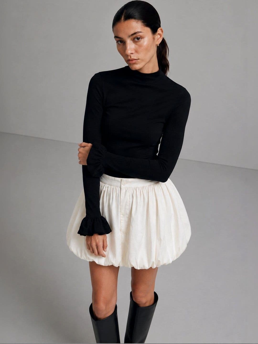 Moda Rapido Women Pure Cotton Mini Balloon Skirt thumbnail 2