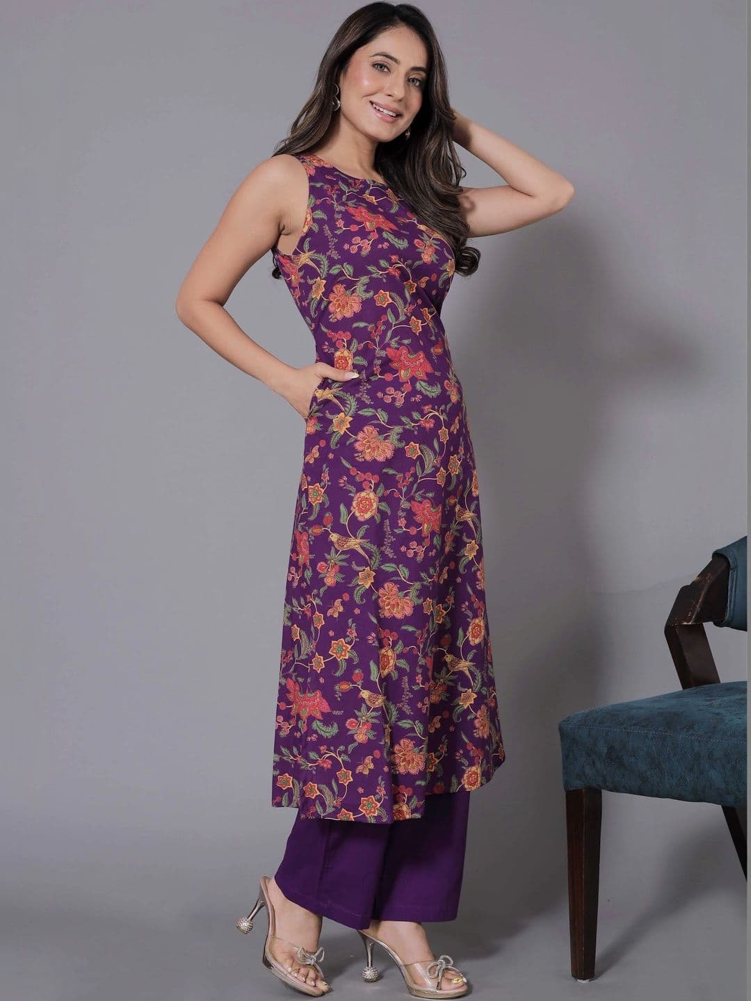 all about you Women Floral Printed Regular Kurta with Palazzos thumbnail 6