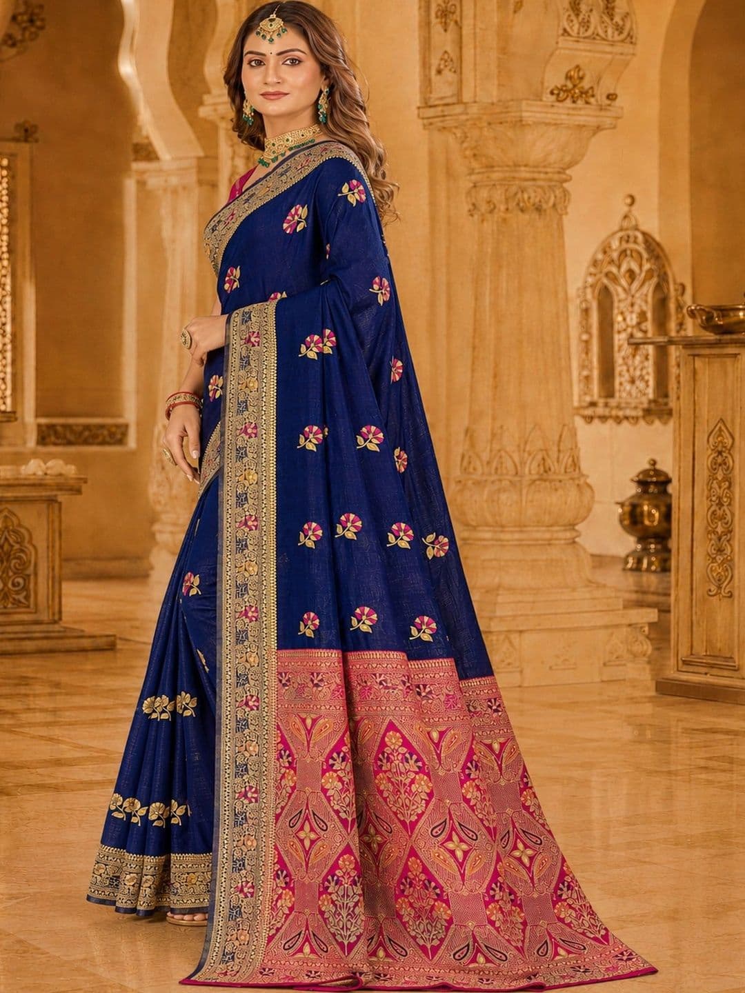 Dimaxi Vastra Woven Design Zari Silk Blend Kota Saree thumbnail 4