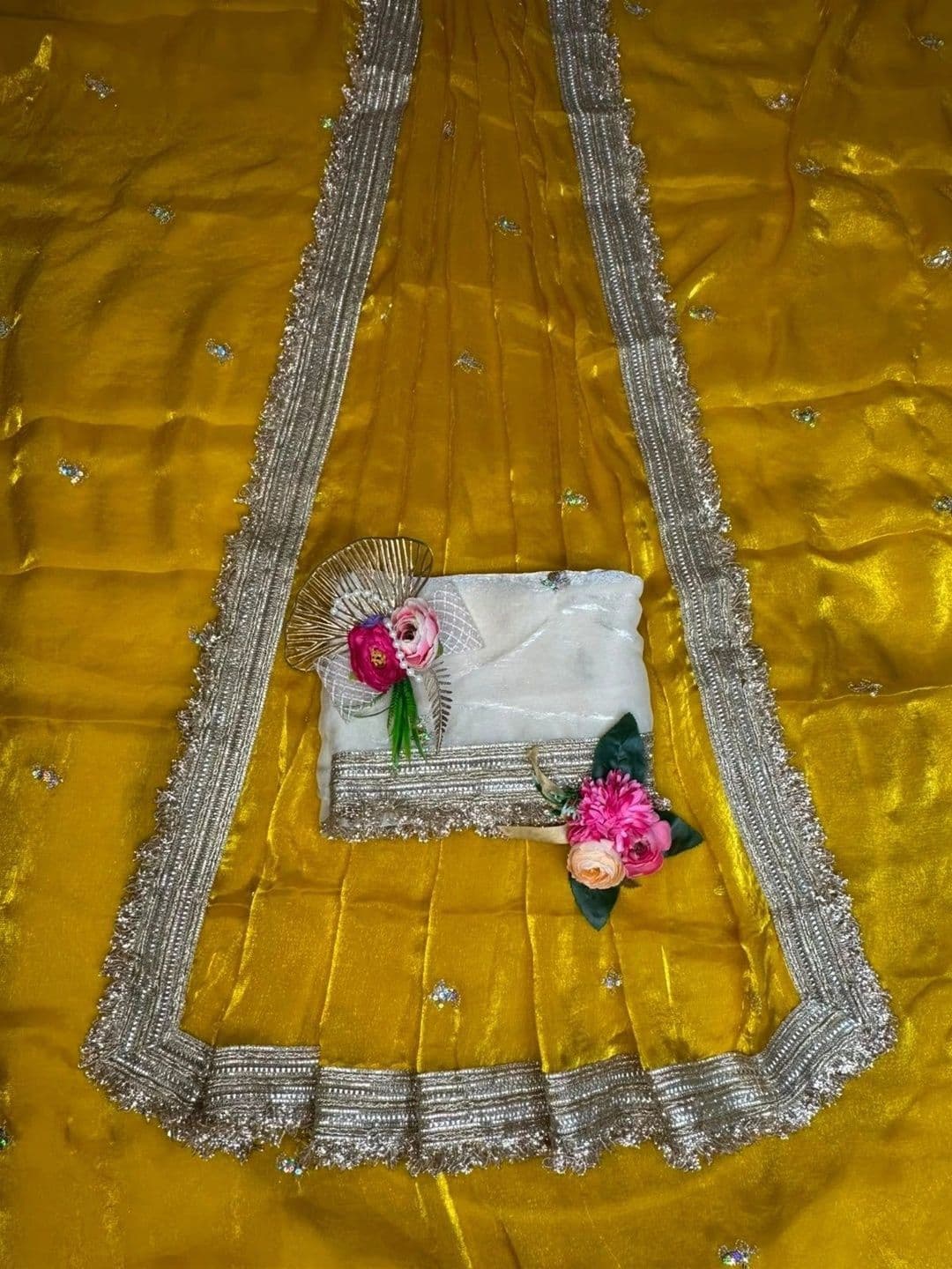 Sangria Embellished Embroidered Satin Saree thumbnail 2