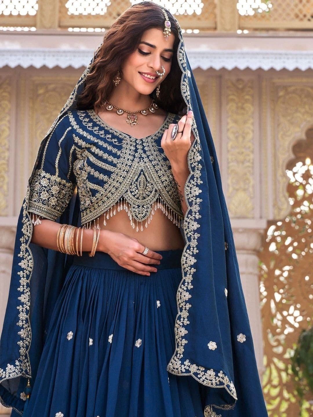 Shree Ram Creation Women Embroidered Sequinned Ready to Wear Lehenga & Blouse With Dupatta thumbnail 3