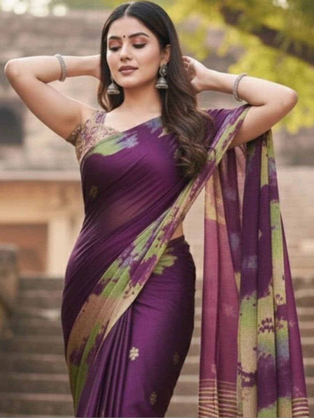 Owee Tie and Dye Pure Chiffon Designer Saree - view 1