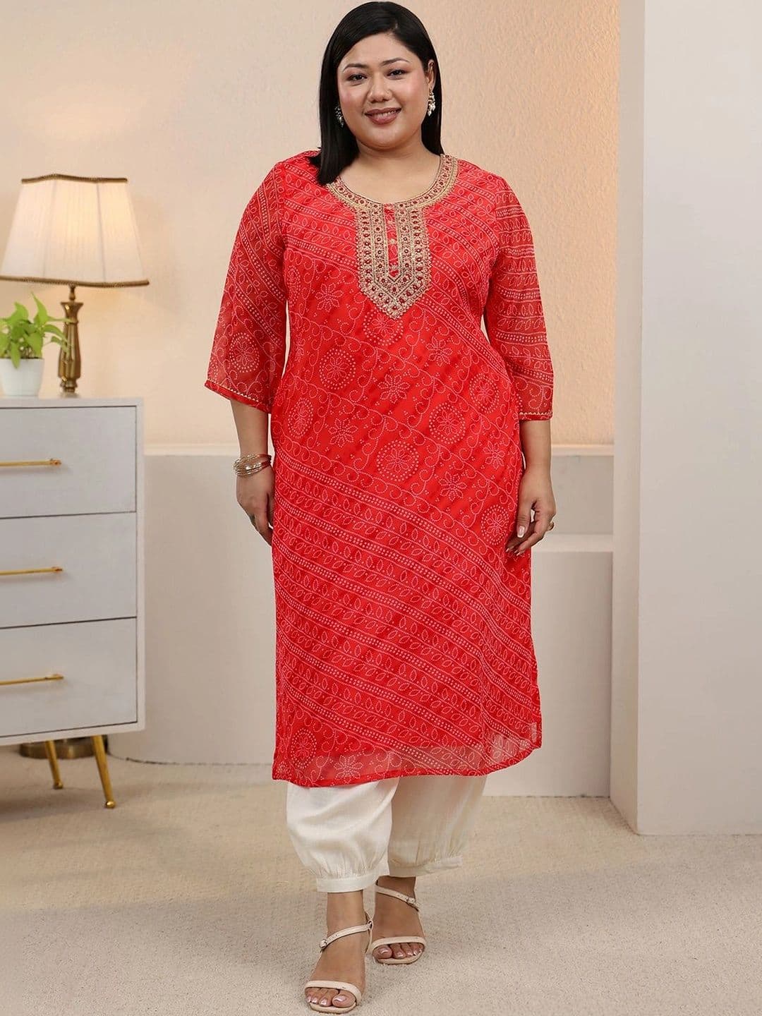 EXTRA LOVE BY LIBAS Women Bandhani Printed Thread Work Kurta thumbnail 3