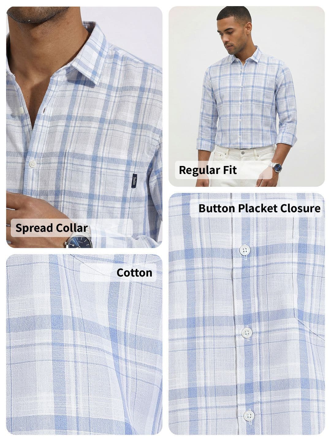 Roadster Life Co.Cotton Linen Checked Shirt thumbnail 4