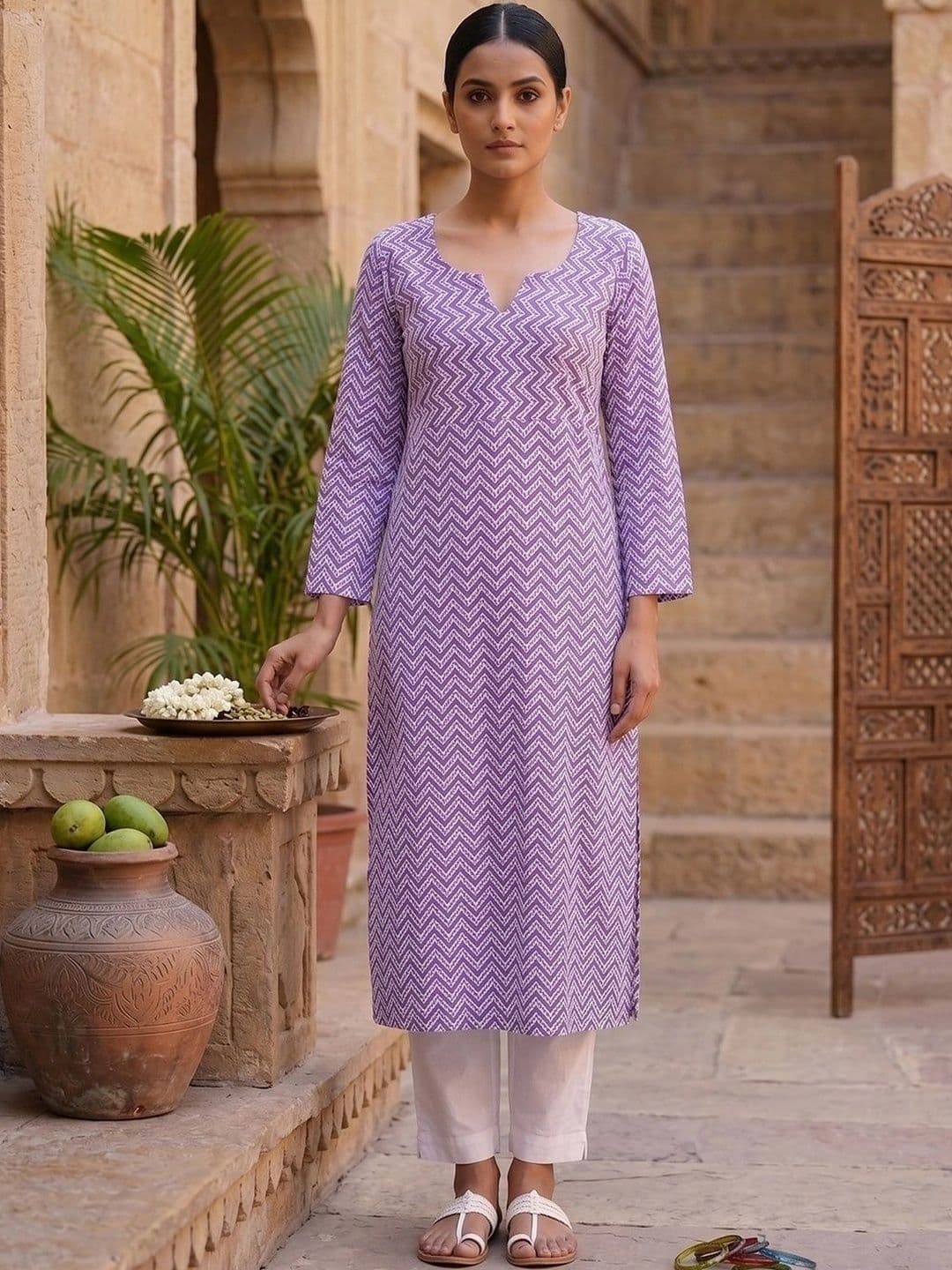 KALINI Women Geometric Printed Kurta thumbnail 4