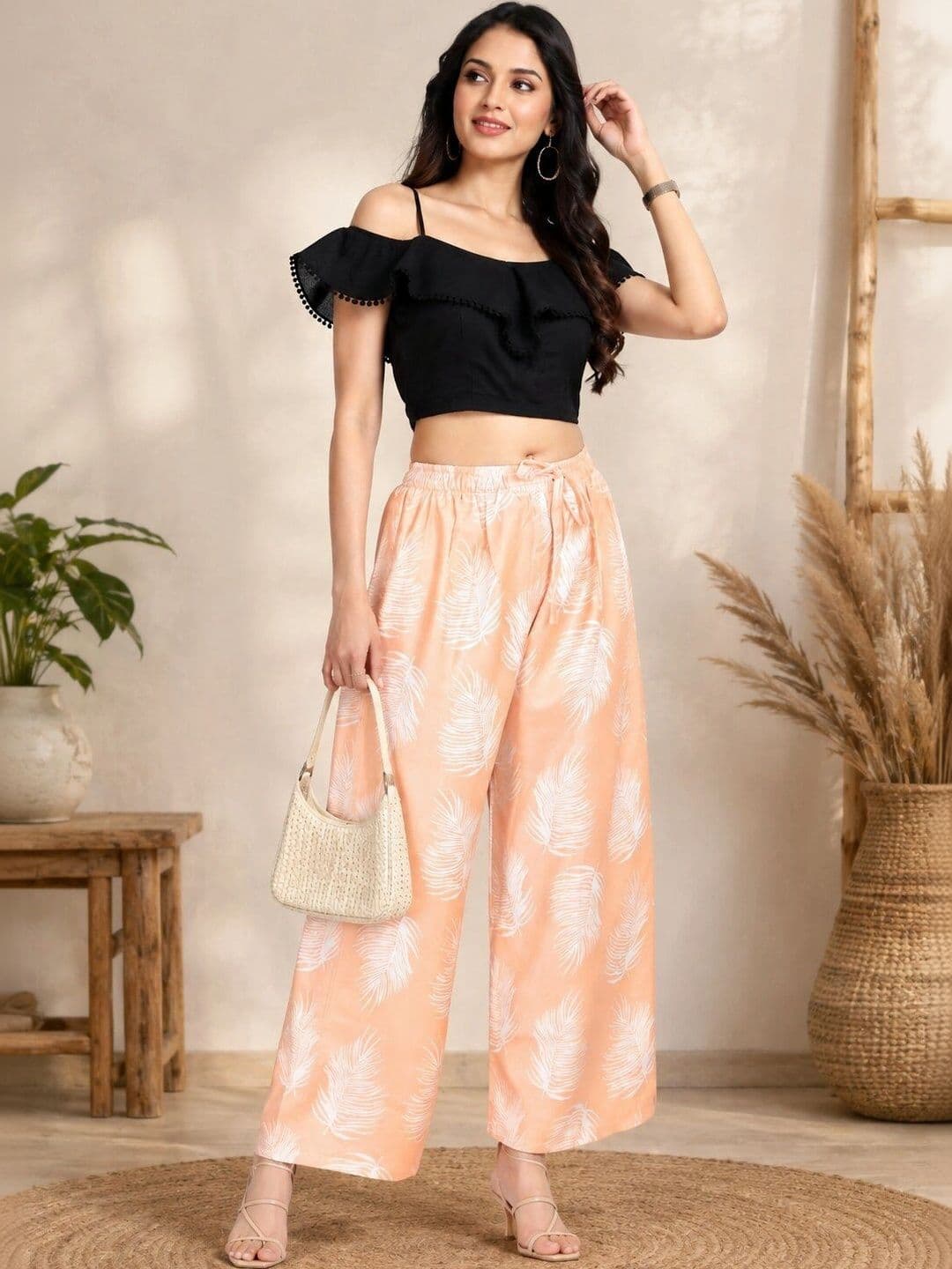 MOLIKONIC Women Floral Printed Chambray Ethnic Palazzos - view 1