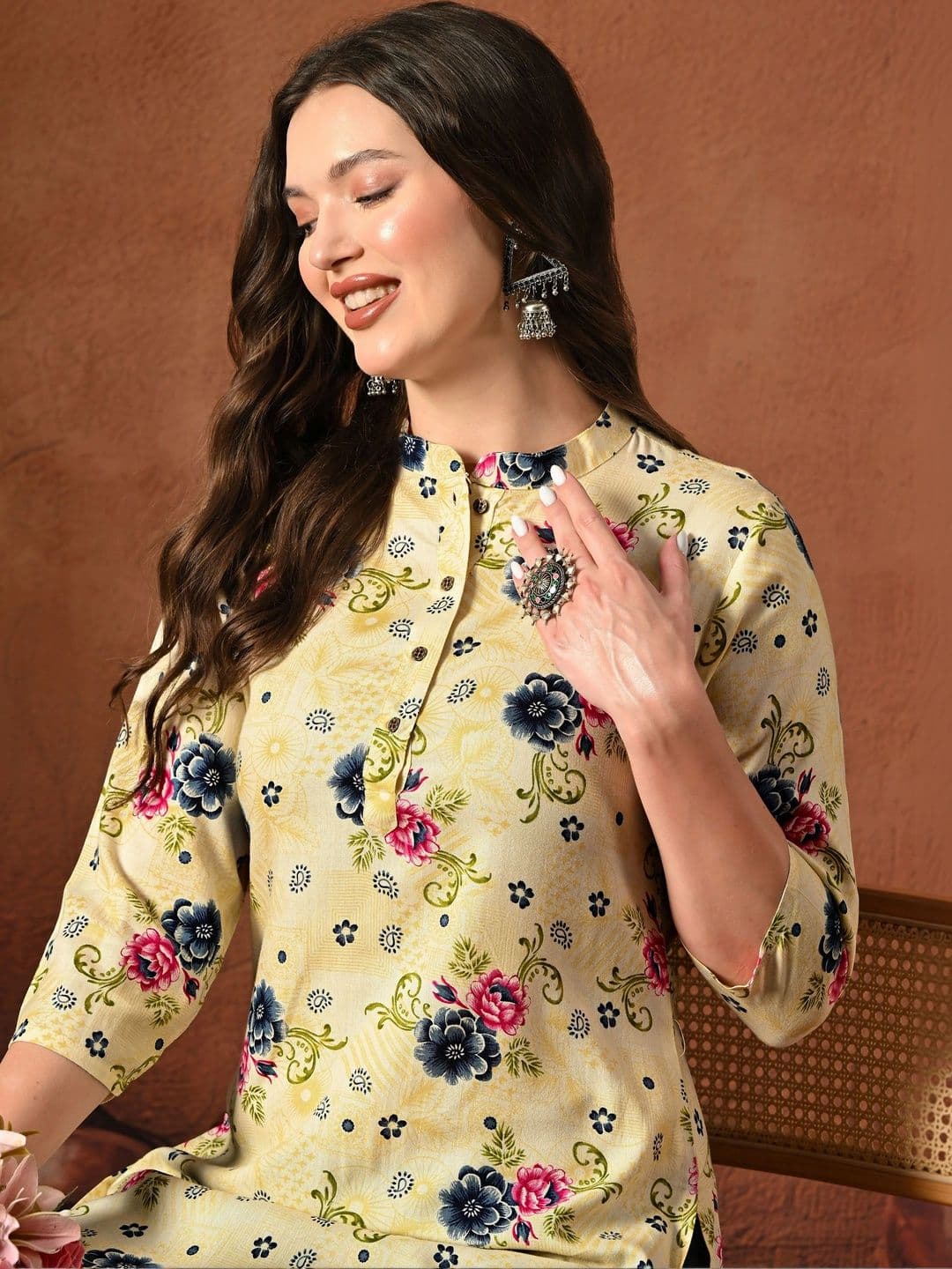 HERE&NOW Women Floral Printed Floral Kurta thumbnail 6