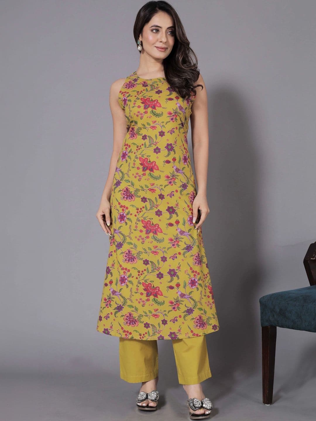 all about you Women Floral Printed Regular Kurta with Trousers - view 1