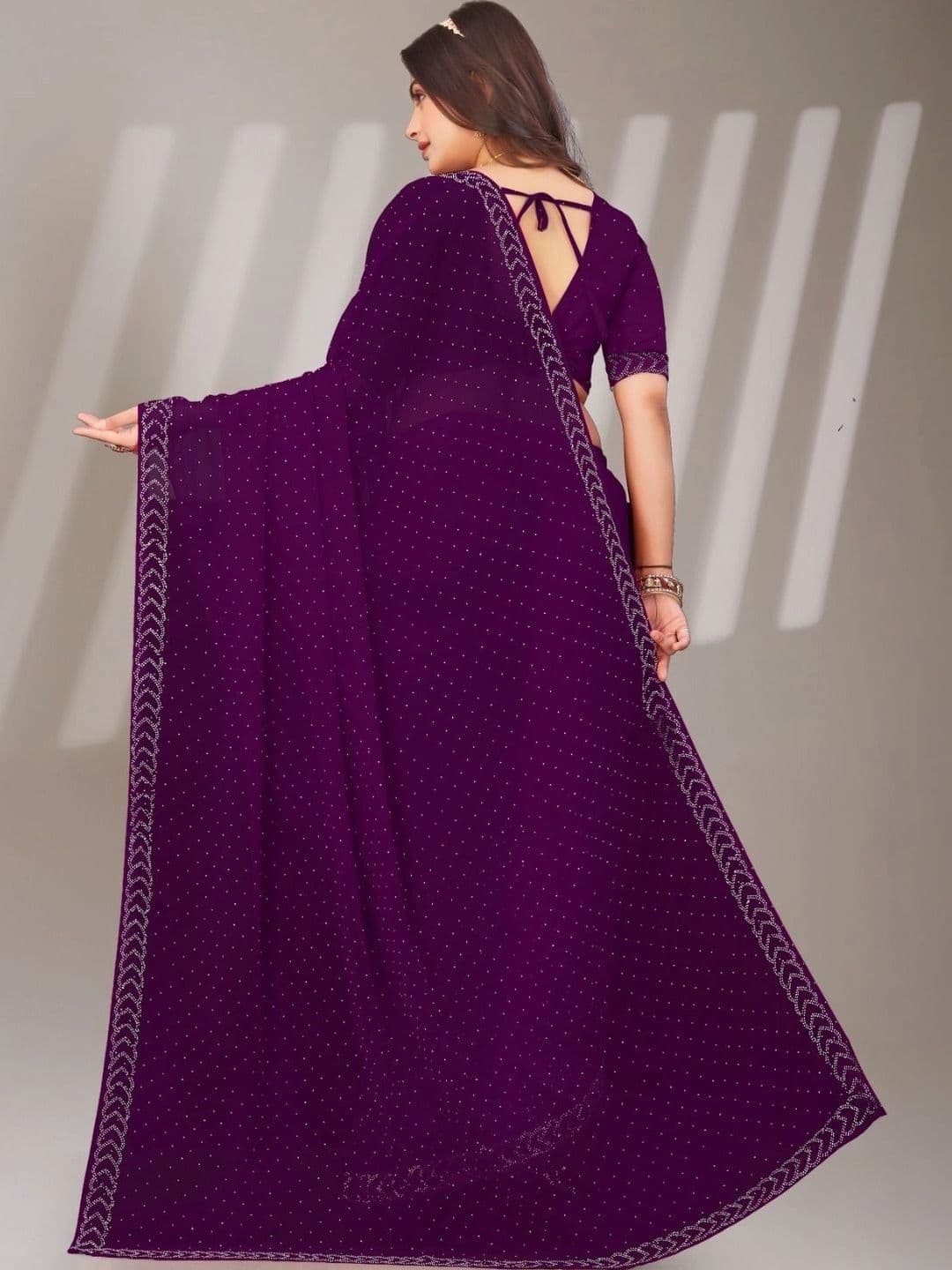 PRANU TRENDS Poly Chiffon Saree thumbnail 3