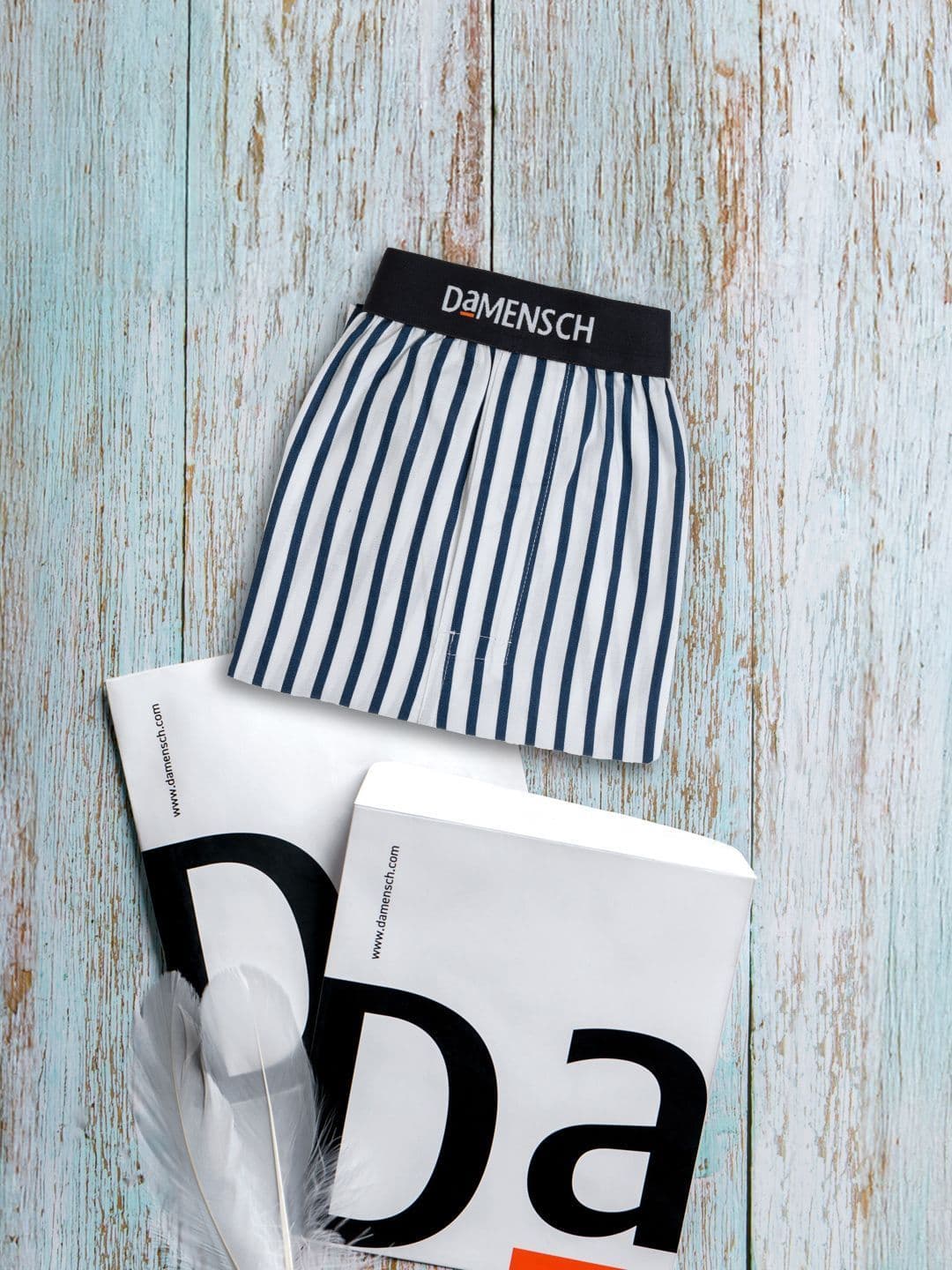 DAMENSCH  Men Striped White Ultra-Light Cotton Regular Fit Inner Boxer thumbnail 13