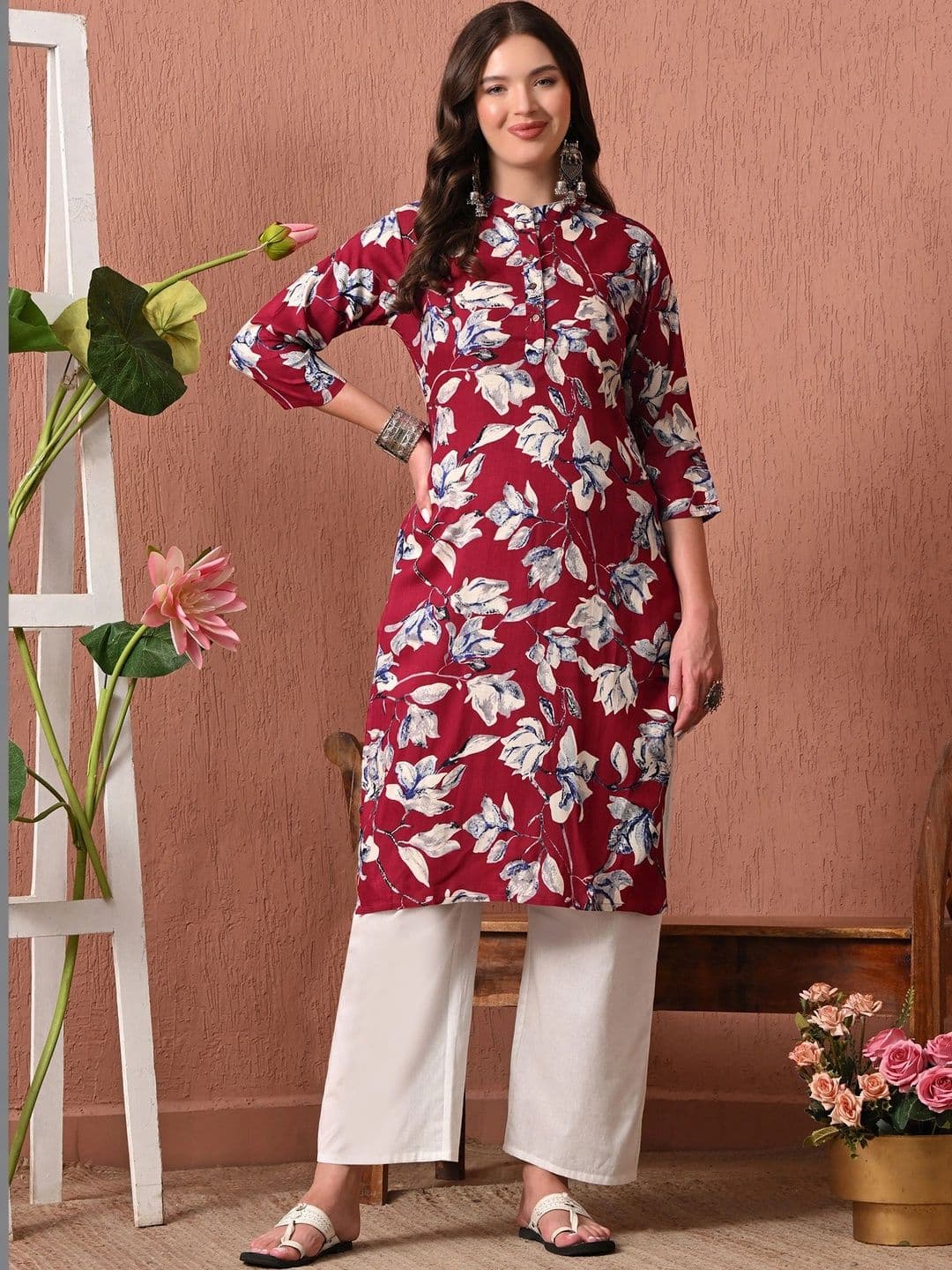 HERE&NOW Women Floral Printed Floral Kurta - view 1