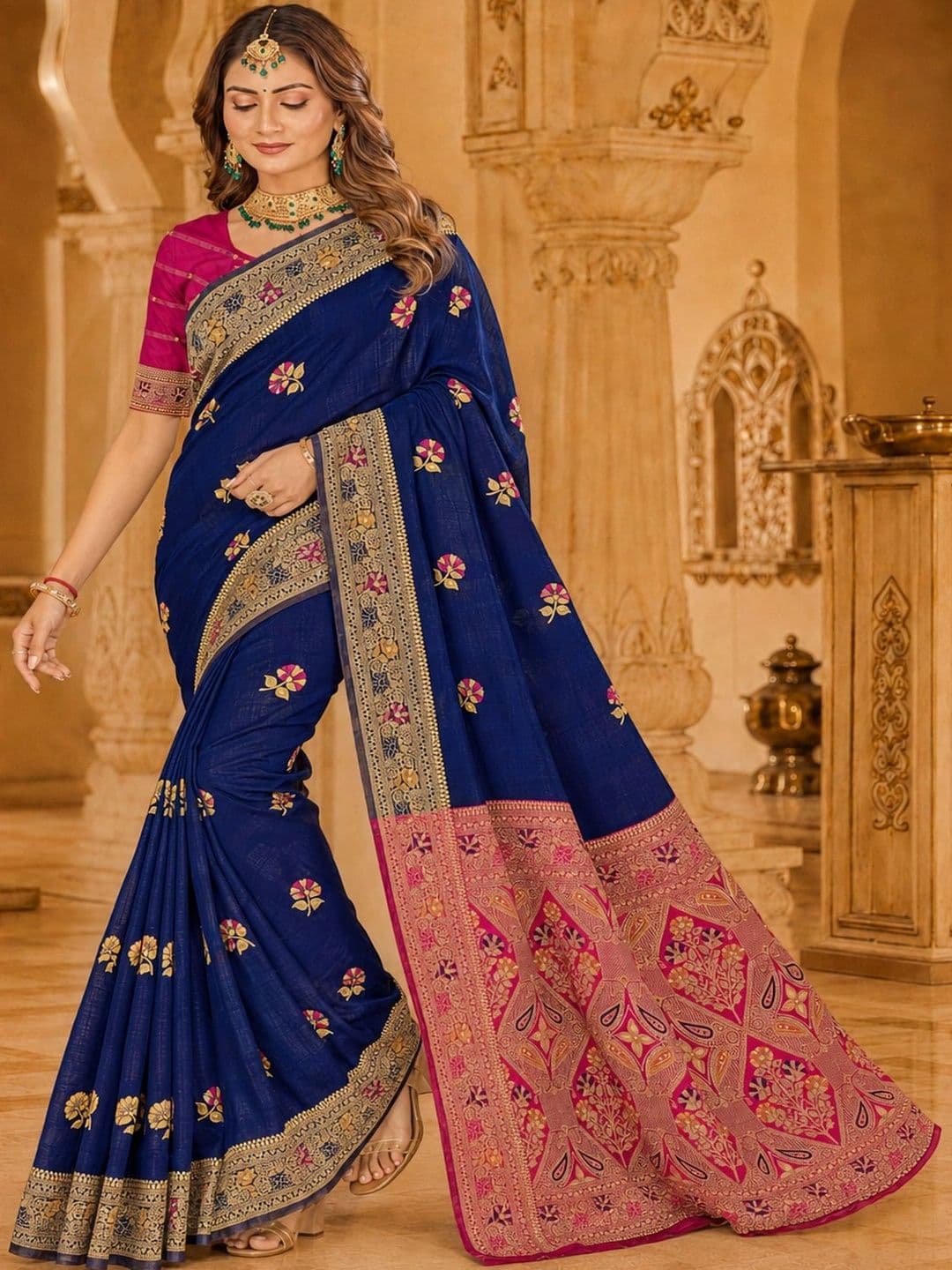 Dimaxi Vastra Woven Design Zari Silk Blend Kota Saree thumbnail 7