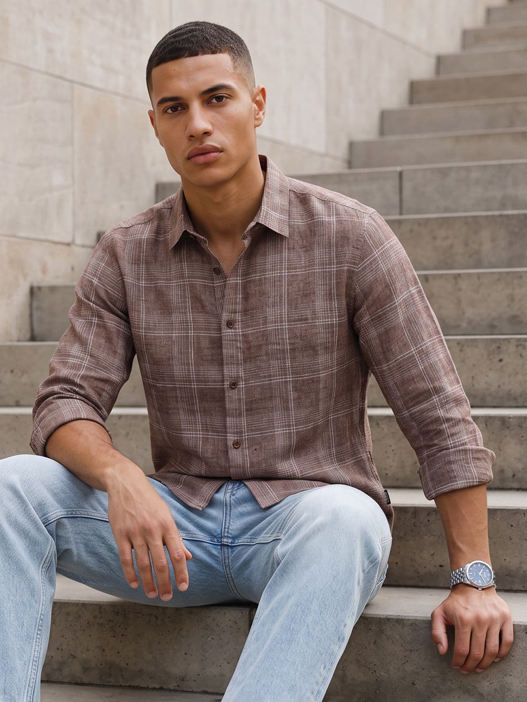 Roadster Life Co.Cotton Slub Checked Shirt thumbnail 3