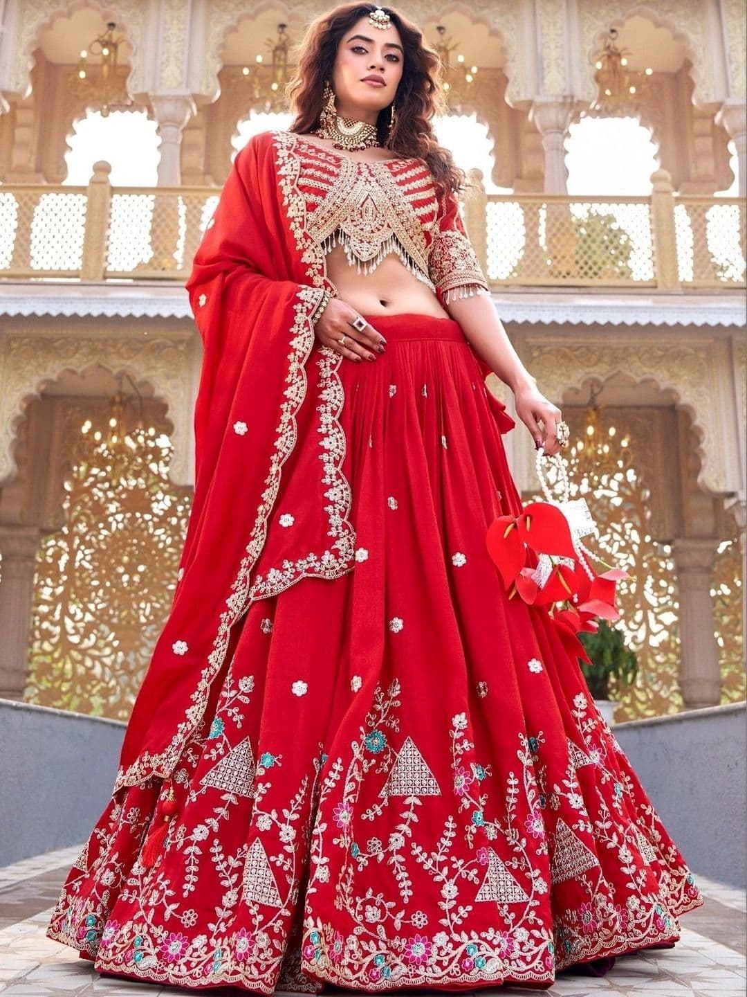 Shree Ram Creation Embroidered Ready to Wear Lehenga & Blouse With Dupatta thumbnail 6