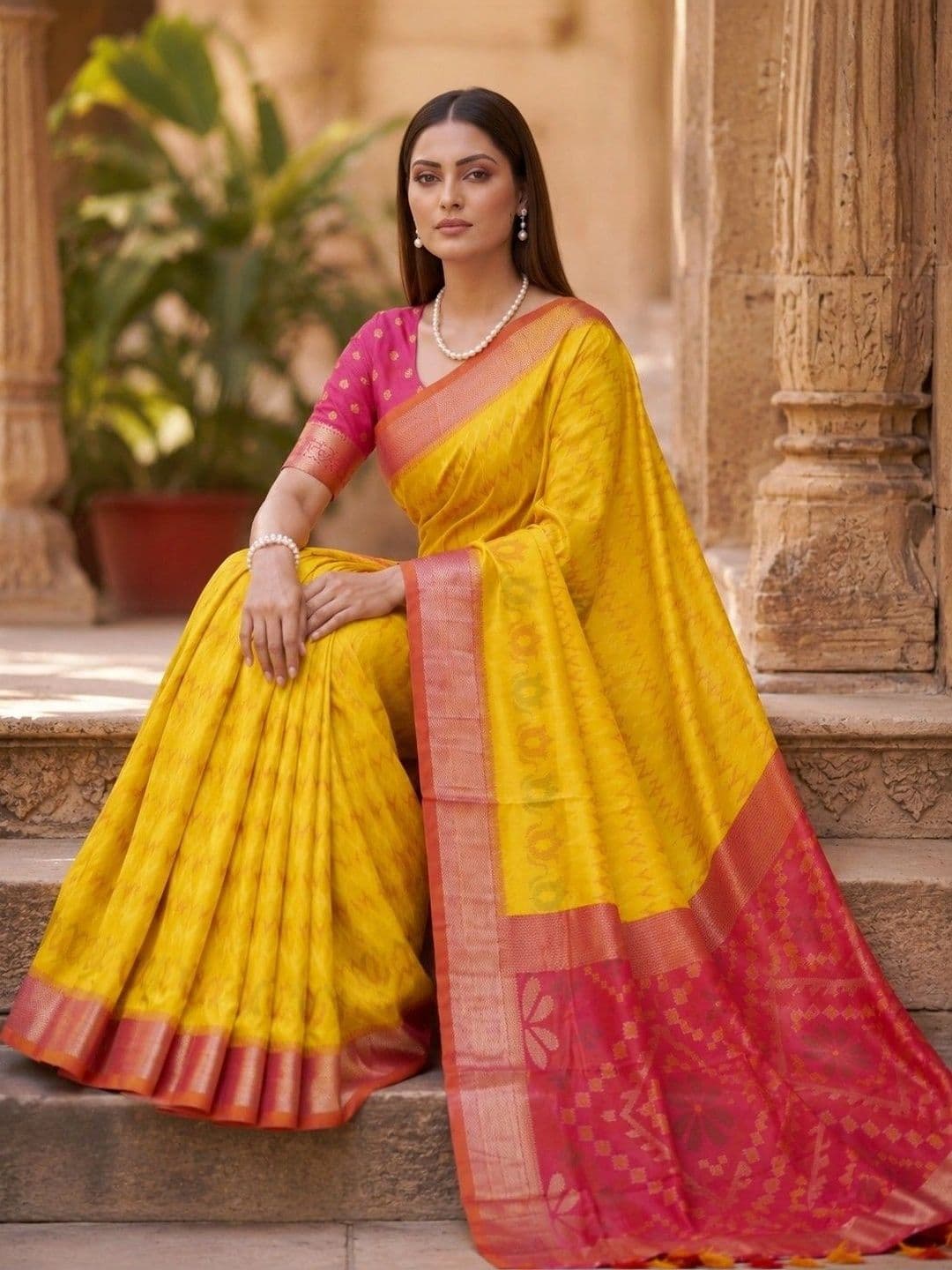 SOURAGYA Zari Silk Blend Banarasi Saree thumbnail 4
