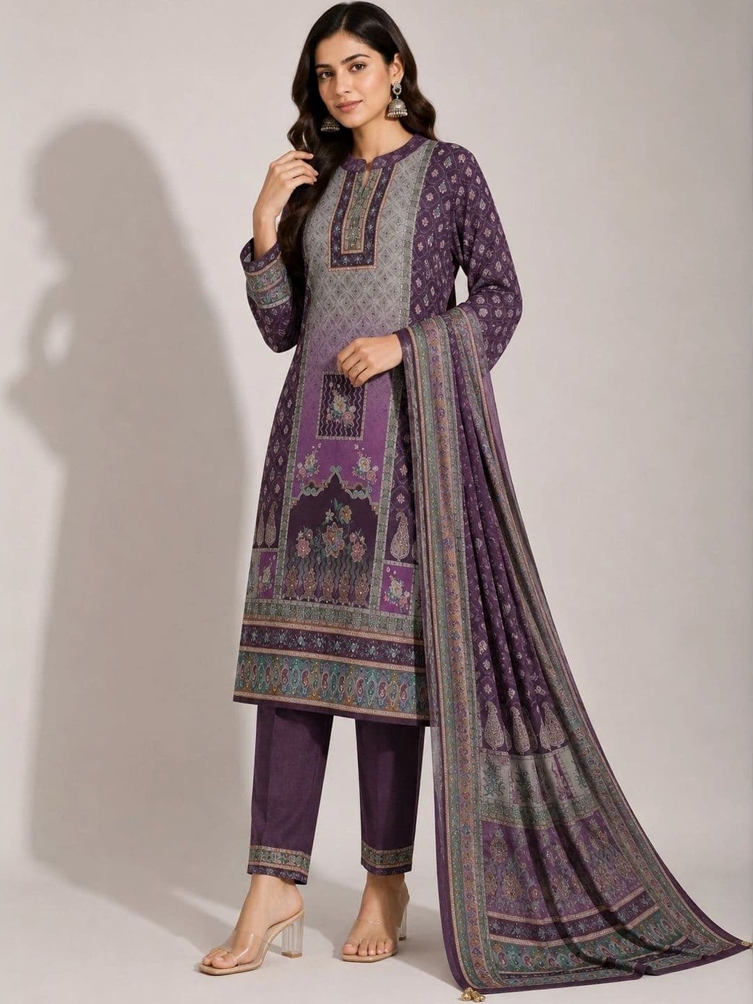 Wool's Kart Women Ethnic Motifs Printed Regular Kurta with Trousers & With Dupatta thumbnail 6