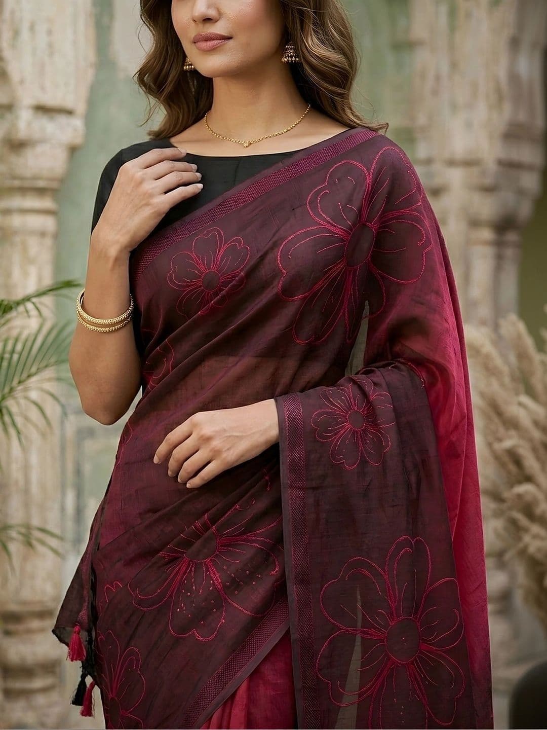 all about you Floral Silk Blend Saree thumbnail 4