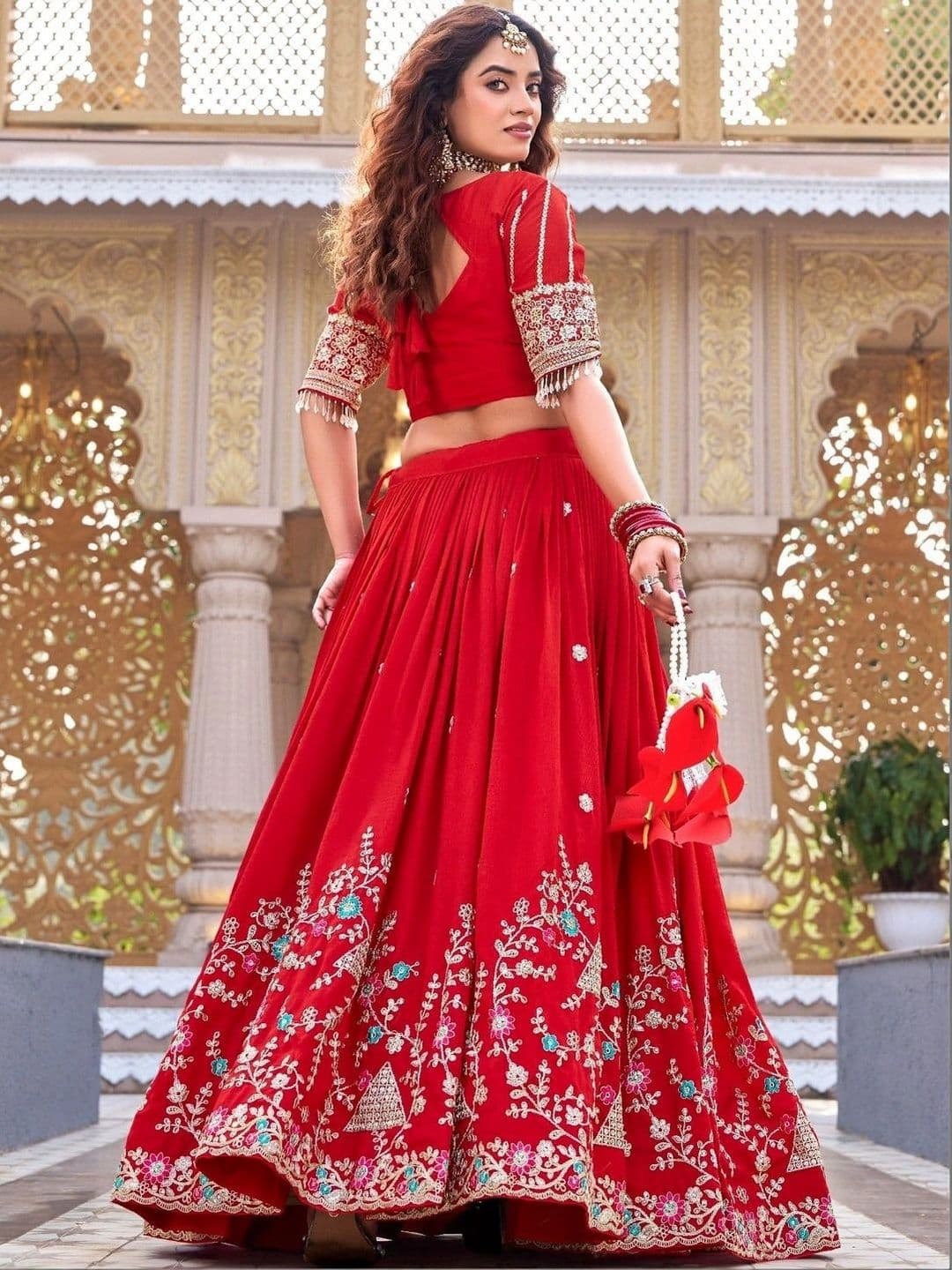 Shree Ram Creation Embroidered Ready to Wear Lehenga & Blouse With Dupatta thumbnail 4