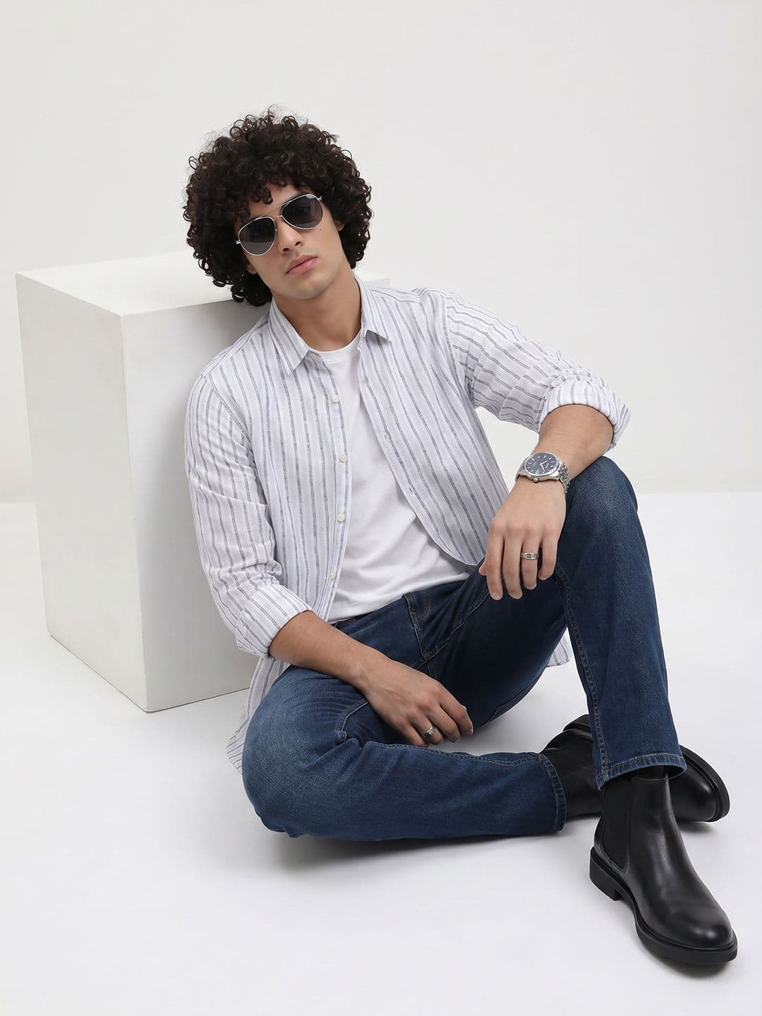 Roadster Life Co.Cotton Linen Striped Shirt thumbnail 3