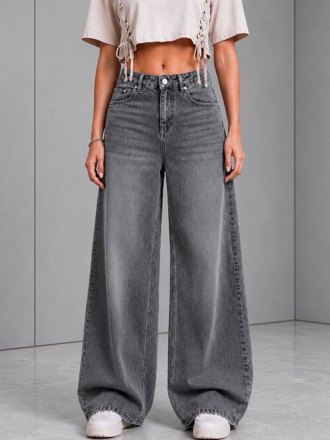 DressBerry Women Comfort Wide Leg High-Rise Light Fade Stretchable Jeans - view 1