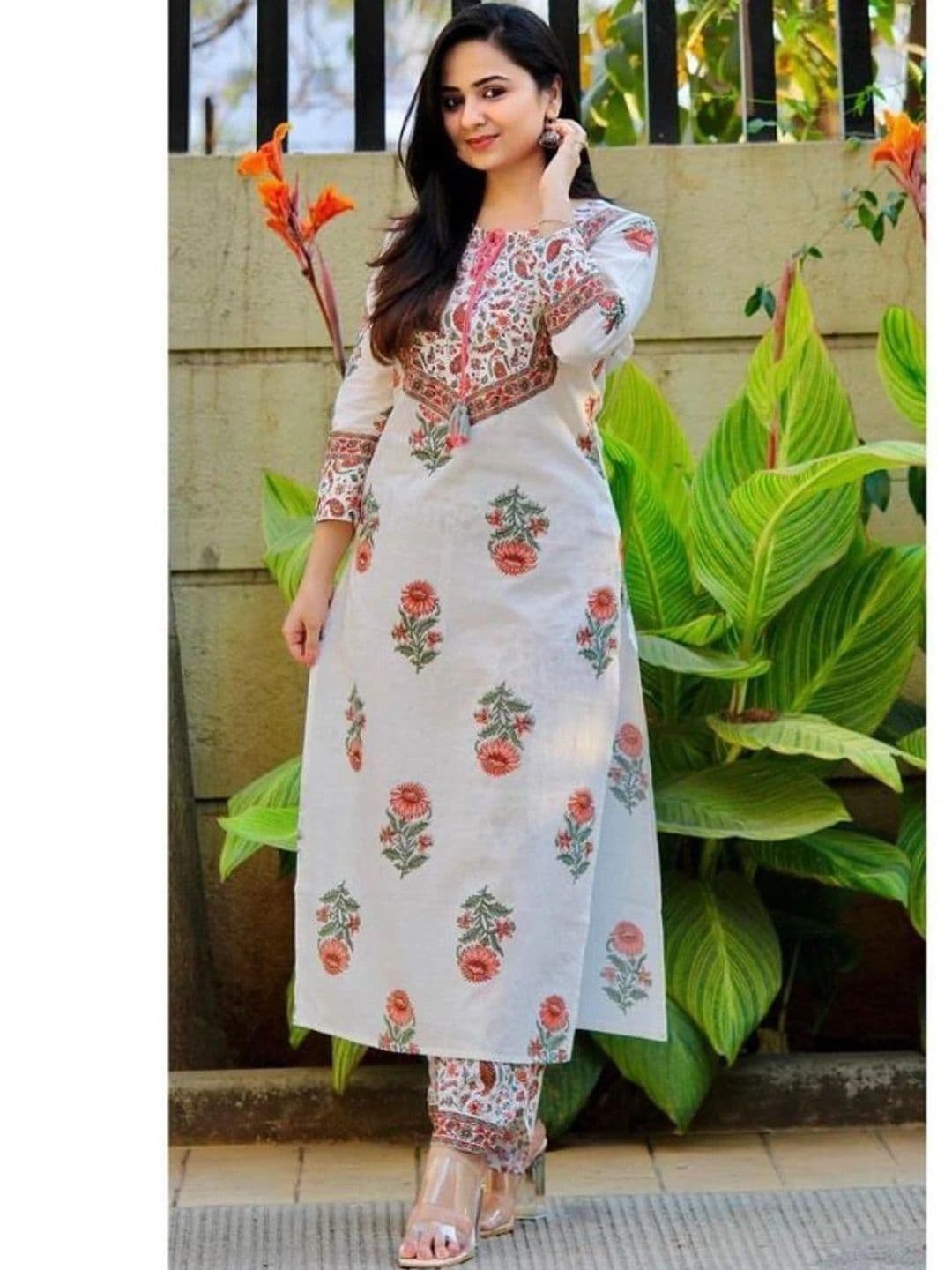 HR FASHION ZONE Women Ethnic Motifs Printed Regular Pure Cotton Kurta with Trousers & With Dupatta thumbnail 4