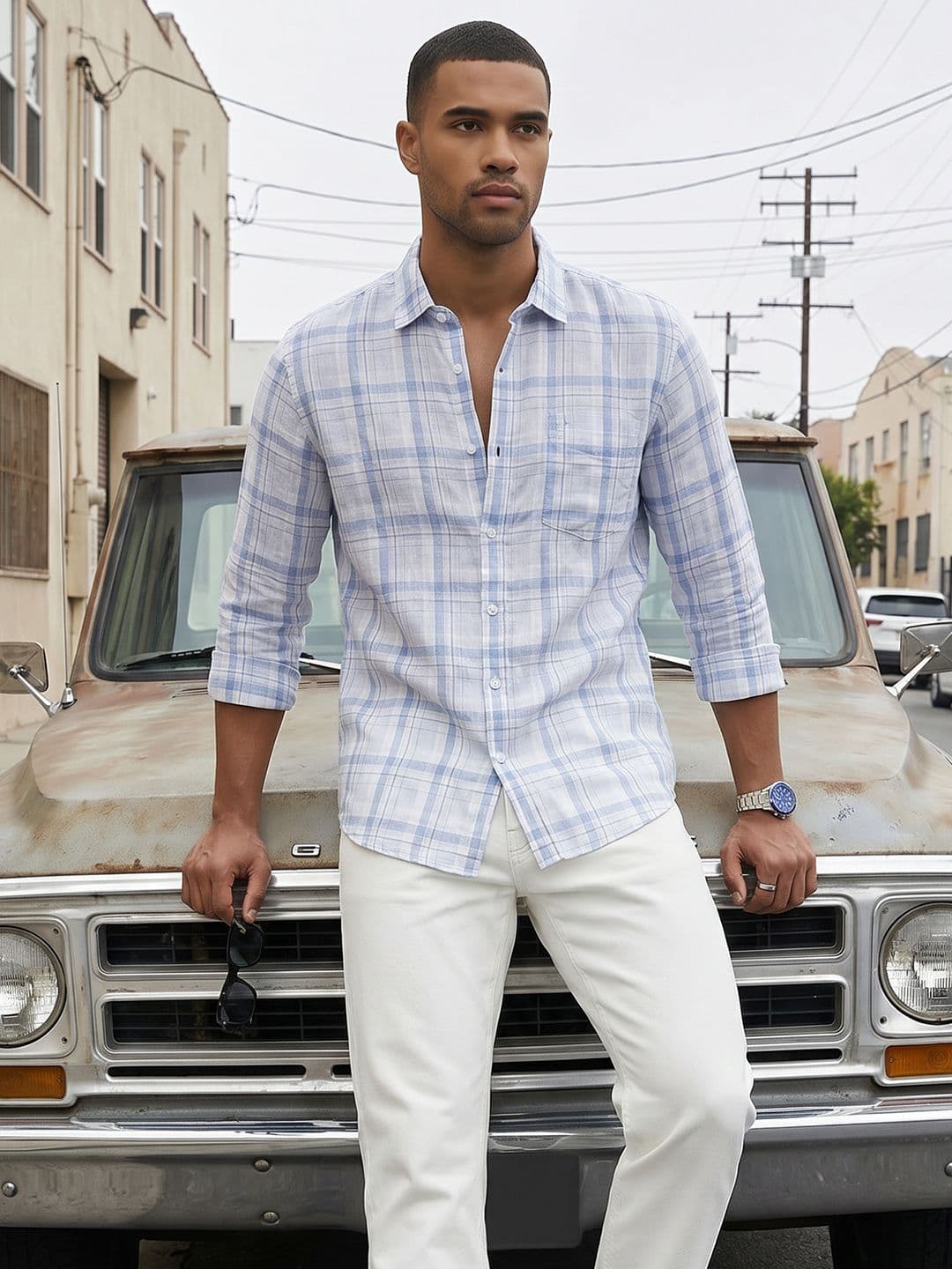 Roadster Life Co.Cotton Linen Checked Shirt thumbnail 3