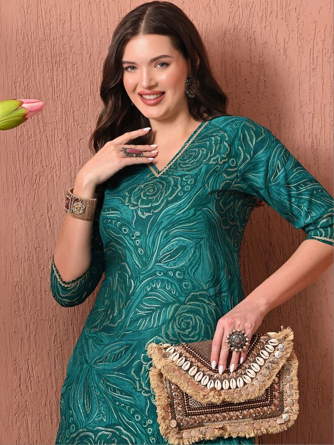 HERE&NOW Women Floral Printed Floral Kurta thumbnail 2