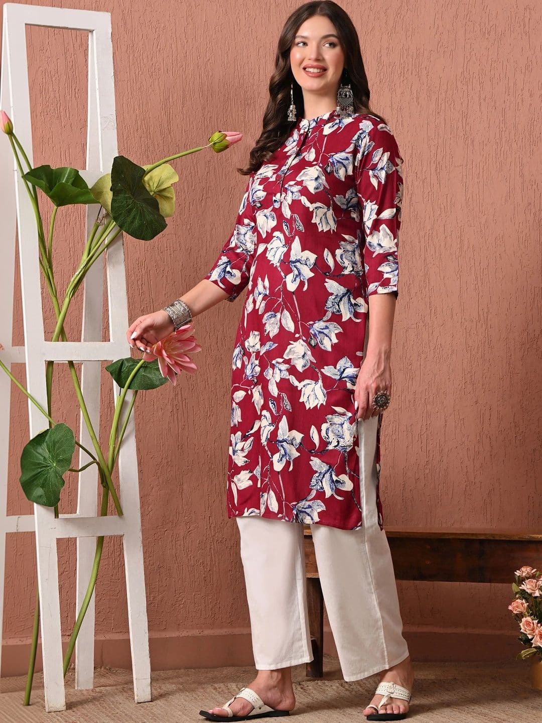HERE&NOW Women Floral Printed Floral Kurta thumbnail 4