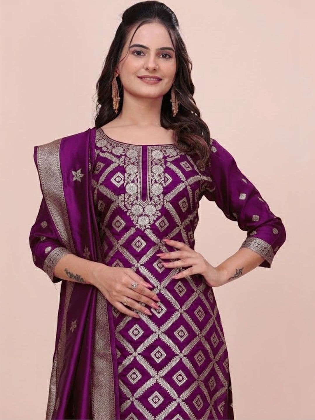 kantuba Art Silk Unstitched Dress Material thumbnail 4