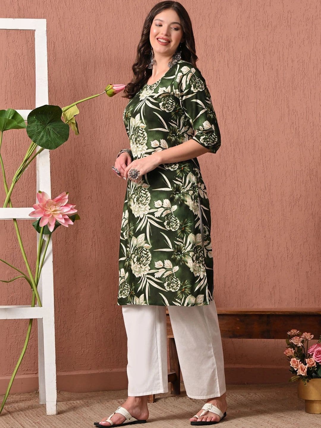 HERE&NOW Women Floral Printed Floral Kurta thumbnail 2