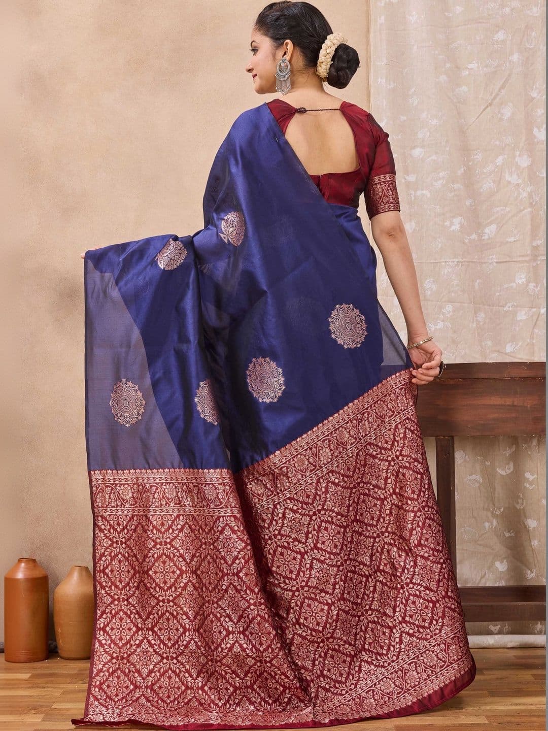 FIXAL FASHION Woven Design Zari Art Silk Saree thumbnail 5