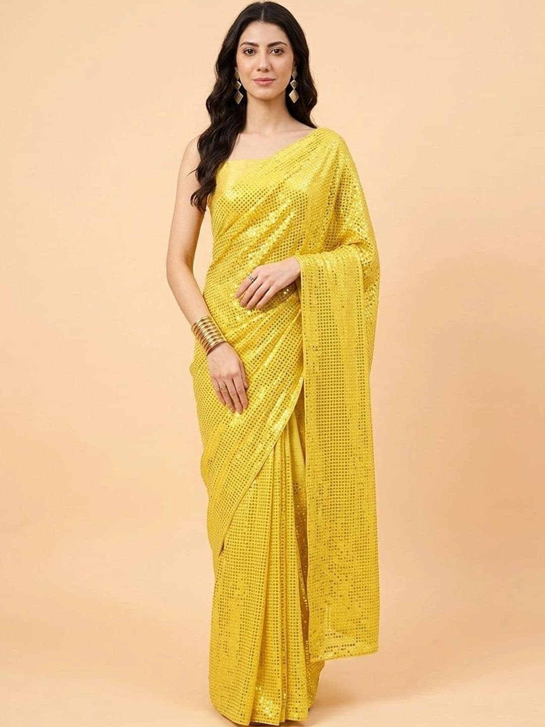 SZN Embellished Sequinned Poly Georgette Designer Saree - view 1