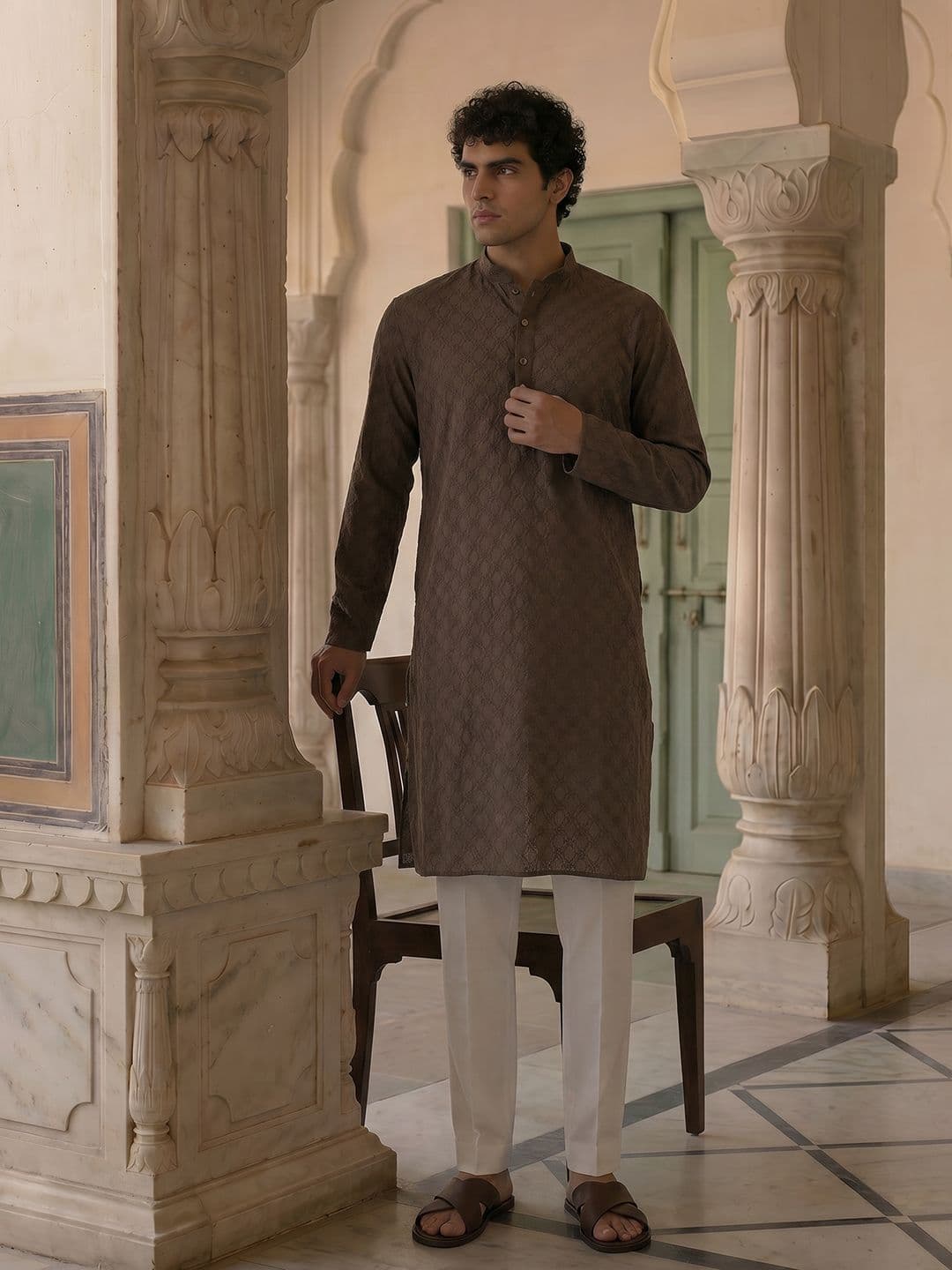 Anouk Textured Woven Design Kurta thumbnail 7