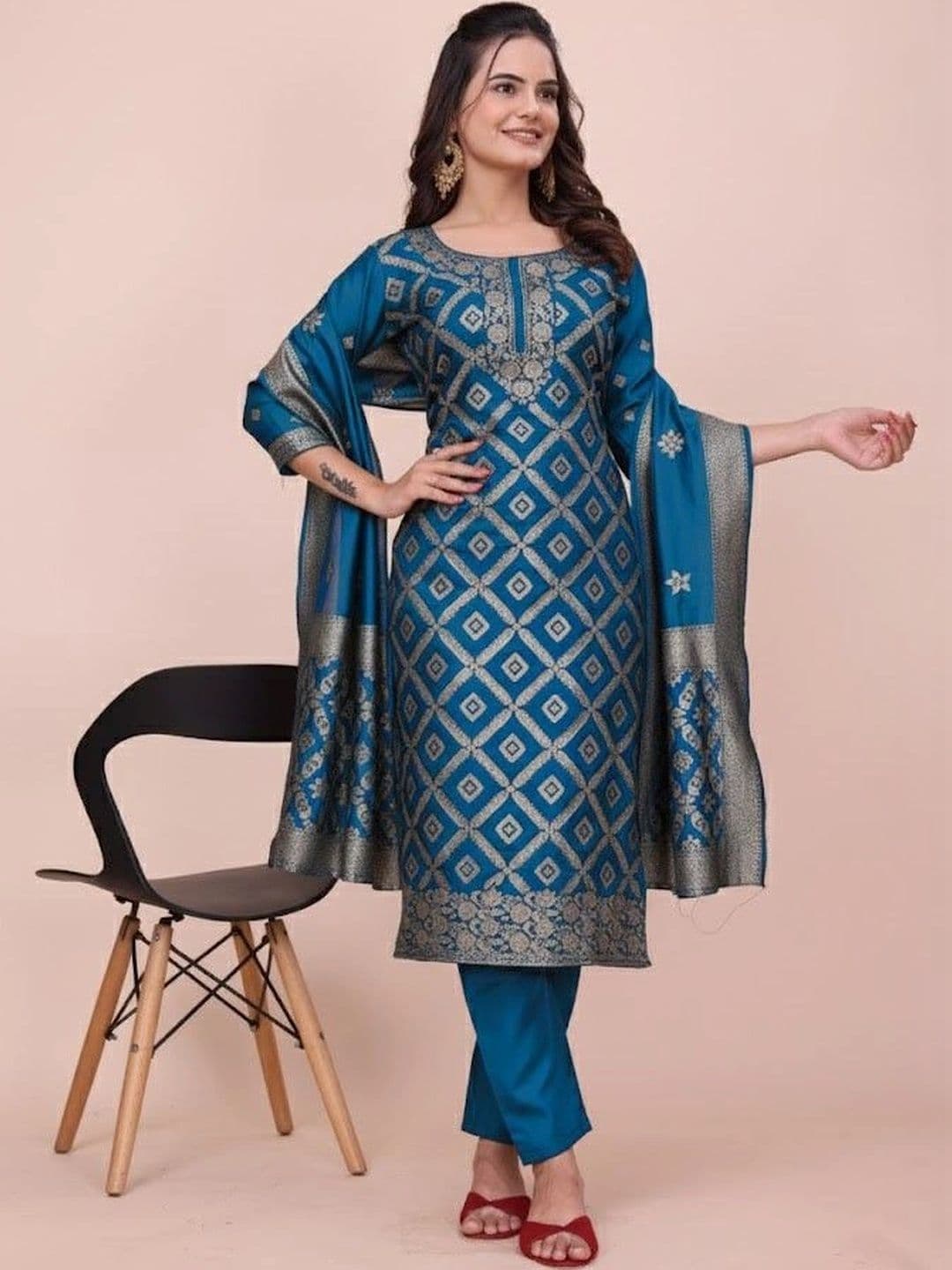 kantuba Art Silk Unstitched Dress Material - view 1