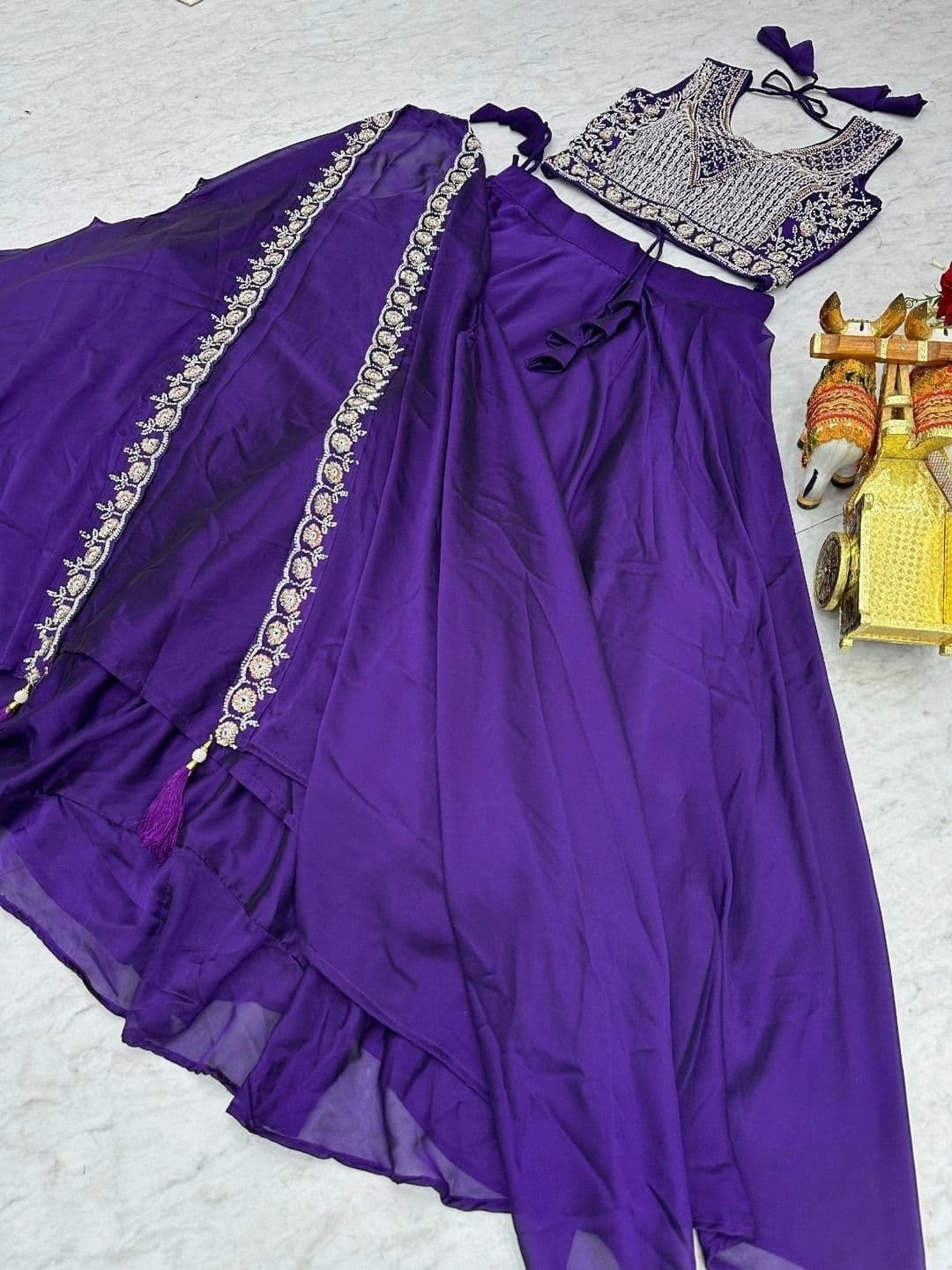 Shree Ram Creation Embellished Beads and Stones Ready to Wear Lehenga & Blouse With Dupatta thumbnail 4