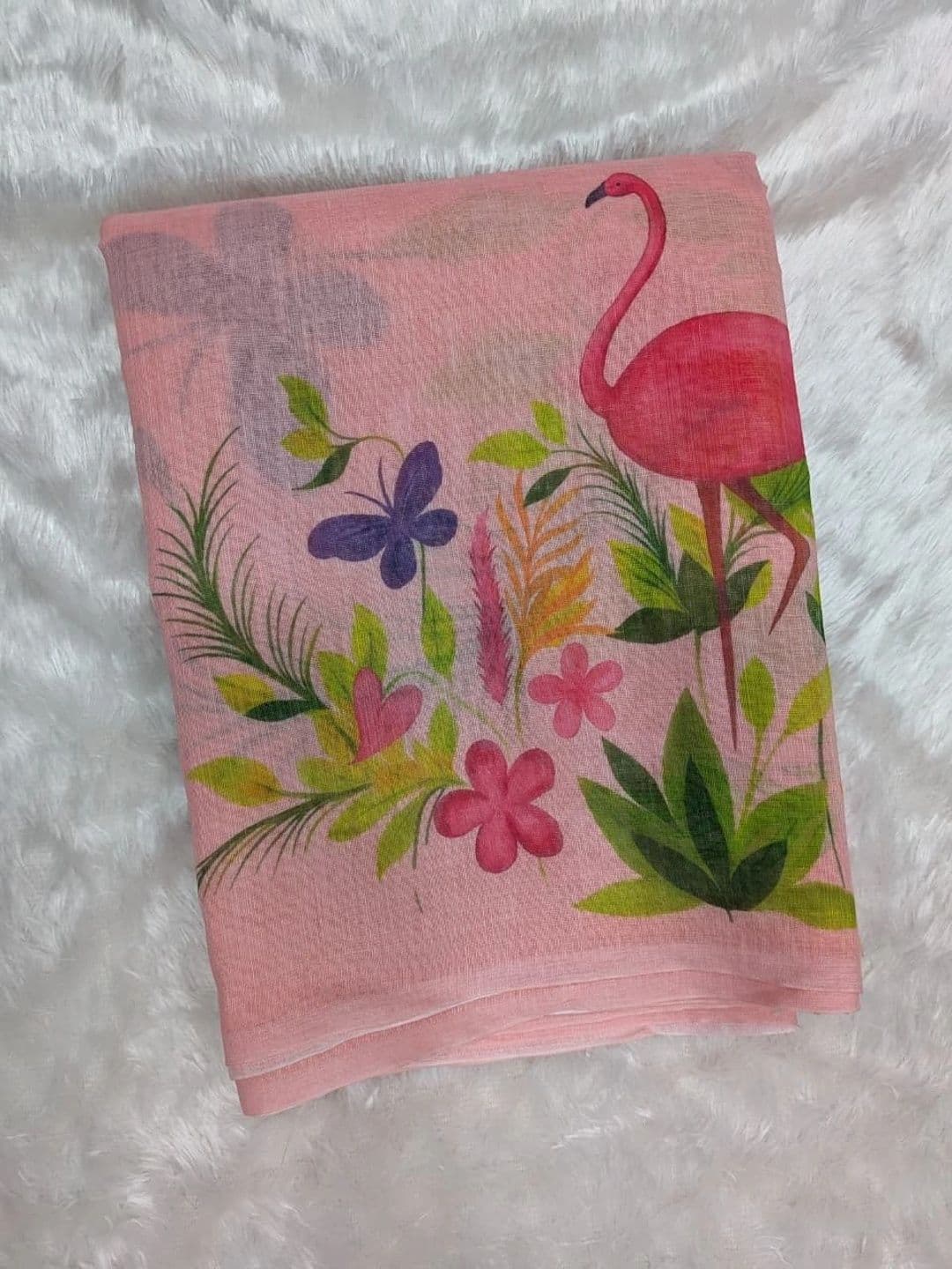 Swaraas Floral Pure Linen Saree thumbnail 5