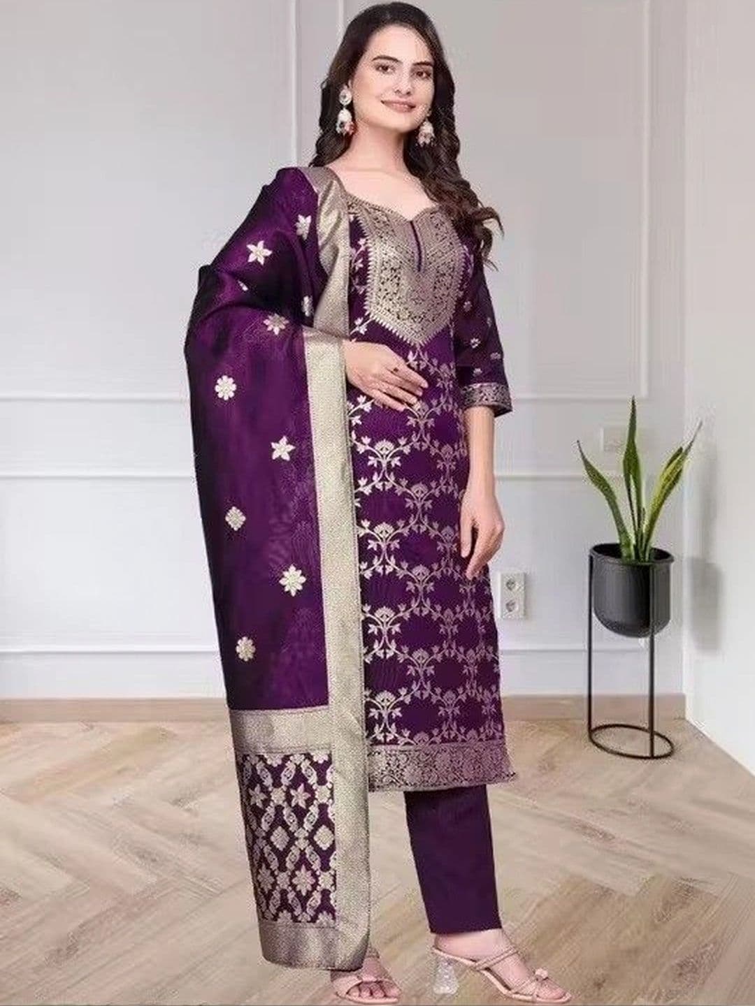 kantuba Art Silk Unstitched Dress Material thumbnail 2