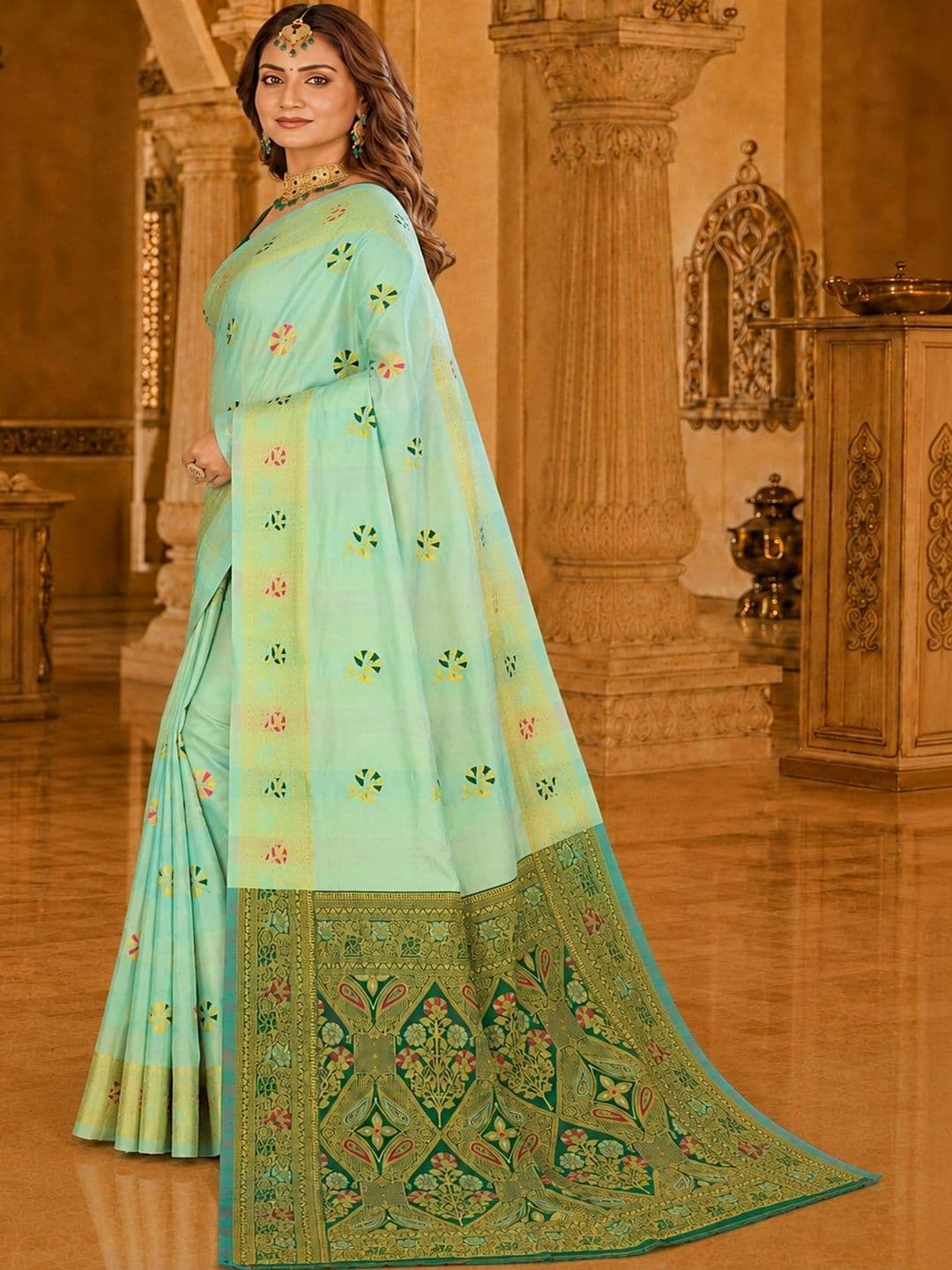 Dimaxi Vastra Floral Zari Silk Blend Kota Saree thumbnail 5